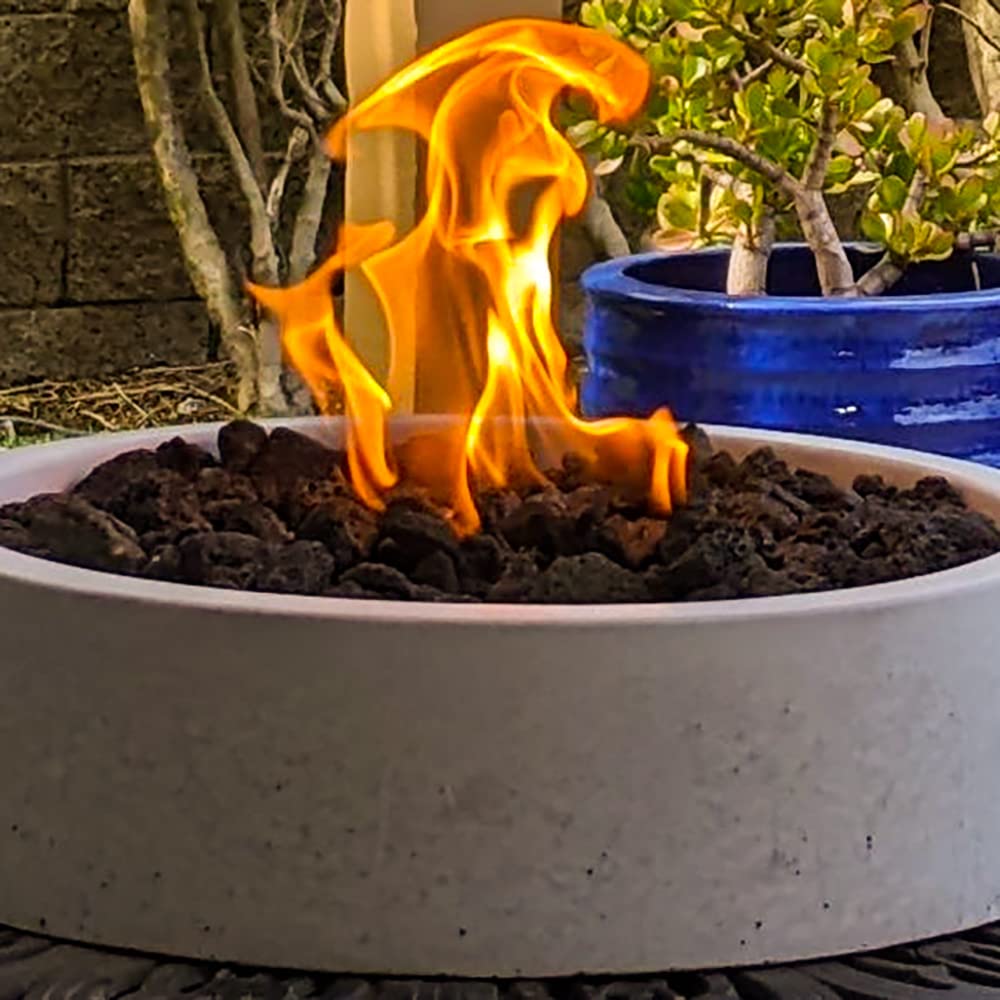 17-Inch Cast Stone Tabletop Fire Pit Bowl - Outdoor Propane Portable Fireplace for Patio, Deck & Backyard - Long-Burning, Safe & Handmade - Perfect Housewarming Gift (Gray) - Ideal for Cozy Gatherings, Outdoor Dining & Relaxing Evenings
