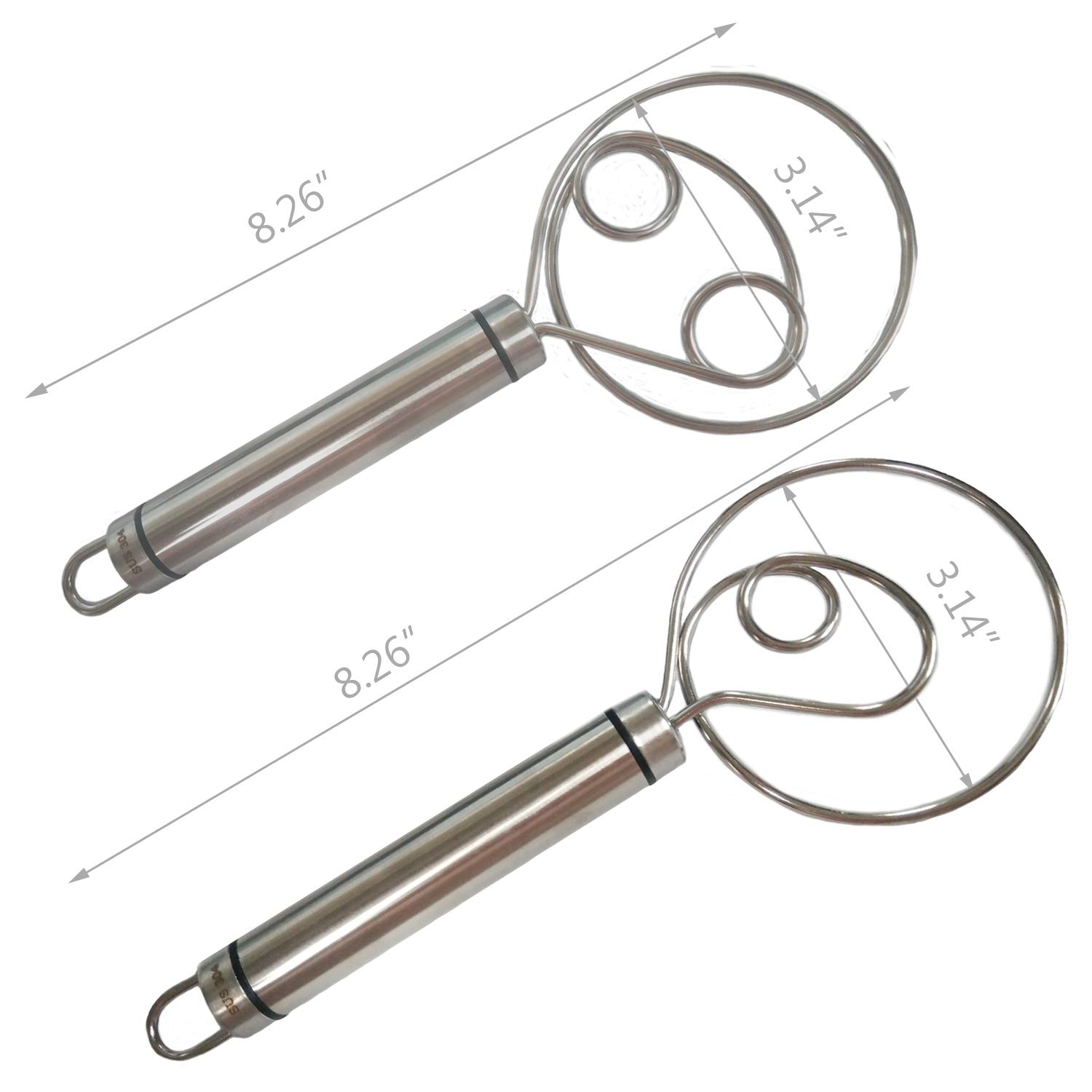Premium Stainless Steel Danish Dough Whisk - Large Hand Mixer for Bread, Pastry & Pizza Dough - 2 Design Options - Perfect for Baking, Artisan Cooking & Homemade Dough Preparation