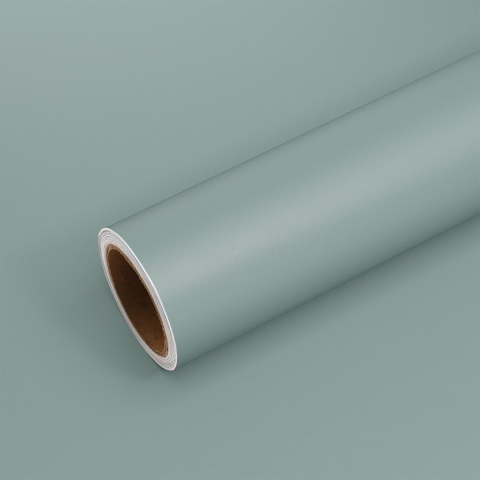 VEELIKE 15.7''x118'' Dusty Blue Peel and Stick Wallpaper - Removable Self-Adhesive Contact Paper for Cabinets, Walls, Countertops | Waterproof, Easy to Install | Perfect for Bedroom, Bathroom, Kitchen & Shelf Lining