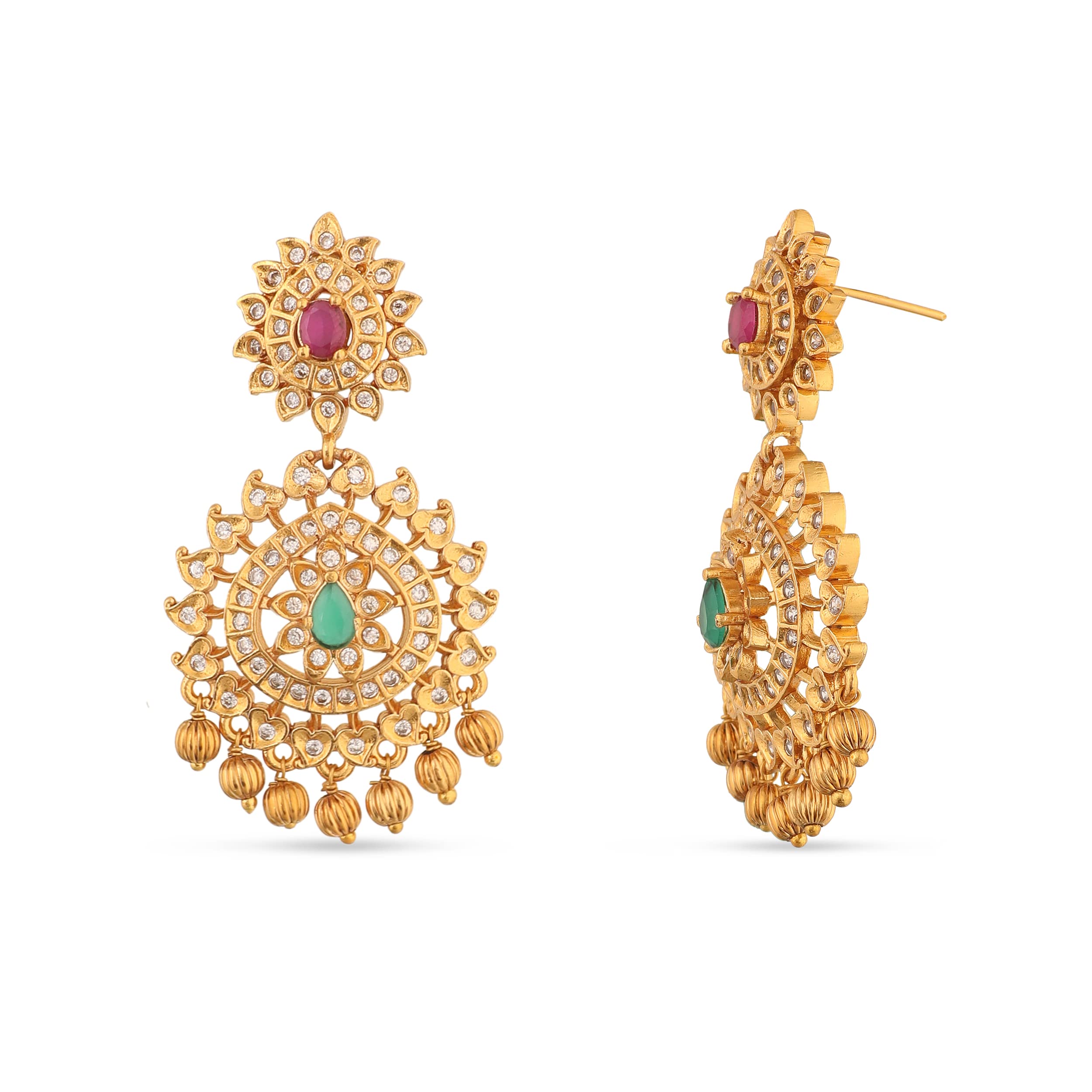 Antique Gold Plated Binal Long Necklace Set with Floral Design - Traditional South Indian Jewelry for Women | Ethnic Bridal Necklace for Weddings, Festivals & Special Occasions | 1 Year Warranty | Perfect Gift for Diwali, Engagement & Cultural Events