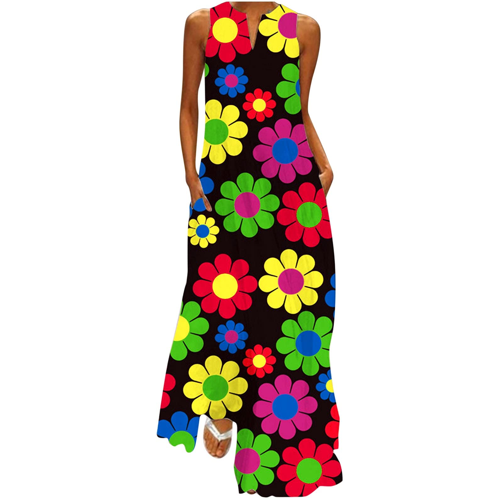Elegant Boho Maxi Dress for Wedding Guest - Flowy Sleeveless Floral Summer Dress for Casual Parties & Beach Vacations - Perfect for Outdoor Events & Date Nights