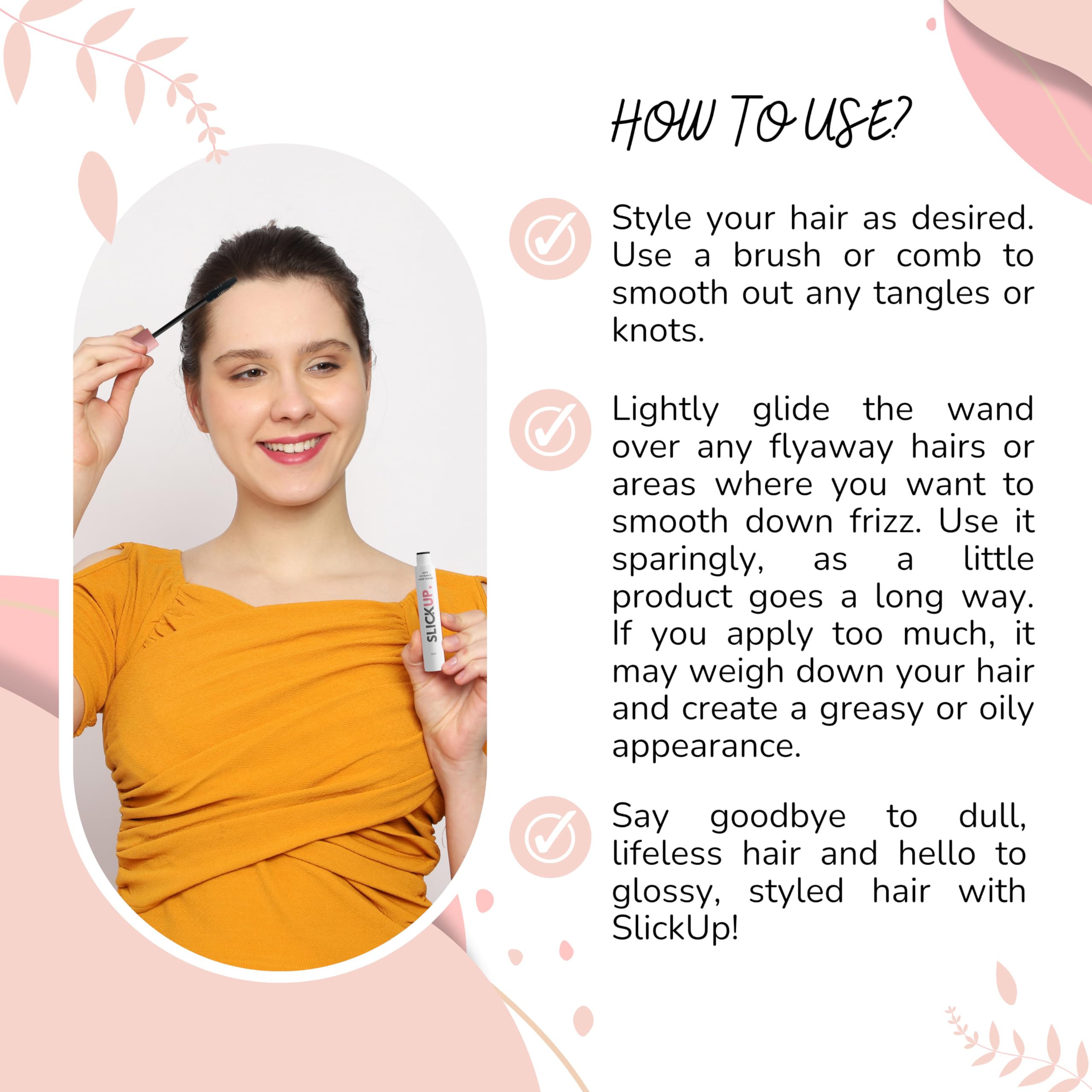 SLICKUP Anti Flyaway Hair Wand - Hair Finishing Stick for Frizzy & Flyaway Hair - Smooth Styling Stick for Women & Baby Hair - Perfect for Daily Use, Travel & Professional Salon Styling