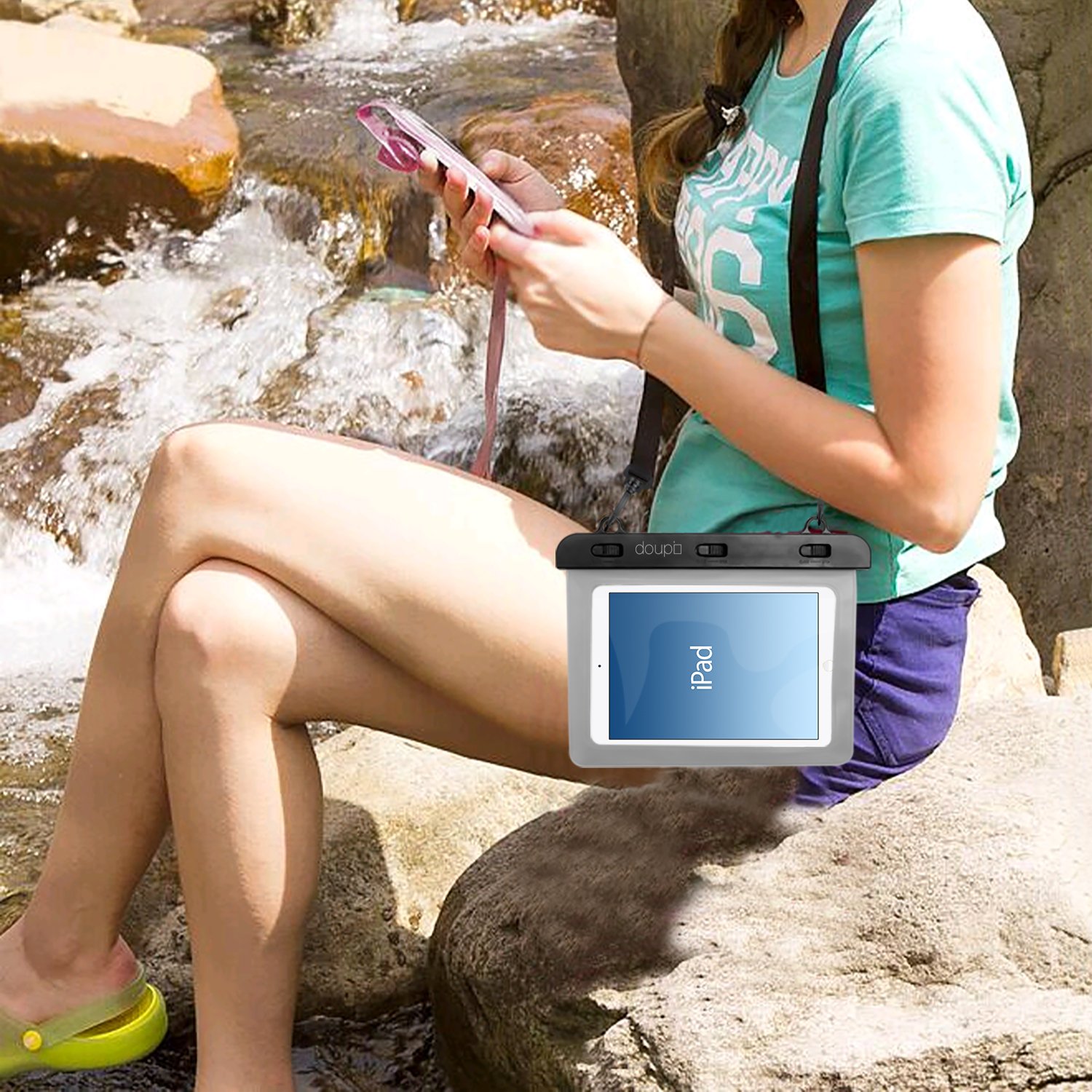 Waterproof Phone Case 220x160mm for 7/8 Inch Tablets - Compatible with iPad Mini & Samsung Galaxy Tab 7/8 Inch | Touchscreen Function | Water Resistant Protective Cover | Perfect for Beach, Pool & Outdoor Activities | White