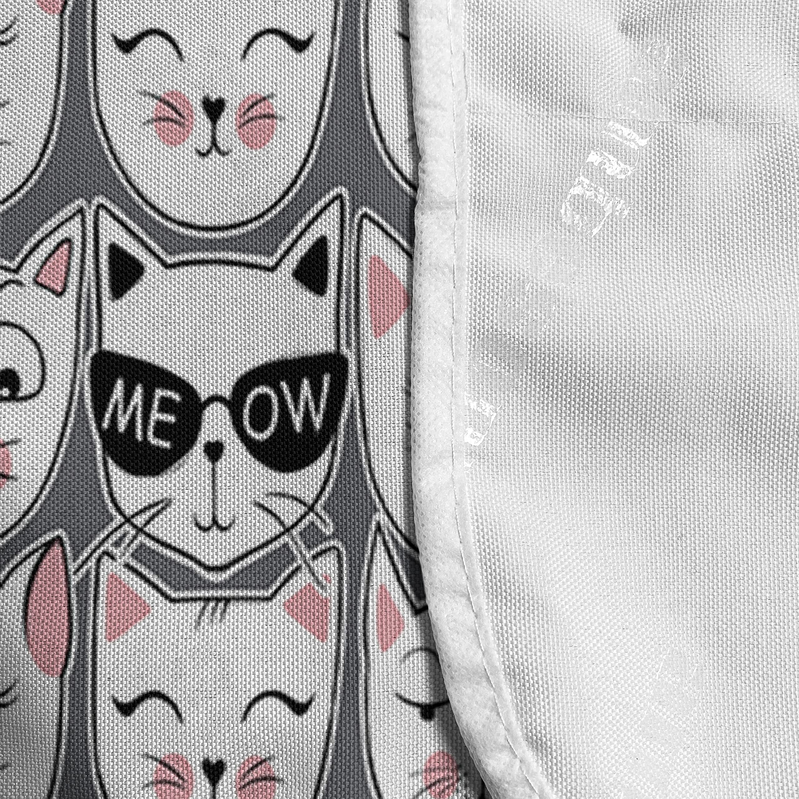Ambesonne Microwave Oven Cover for Cat Lovers - Cute Doodle Kitties with Accessories Design, Waterproof Kitchen Organizer with Pockets, 36 x 12 Inches, Pale Pink & Black - Perfect for Pet-Themed Kitchen Decor & Microwave Protection