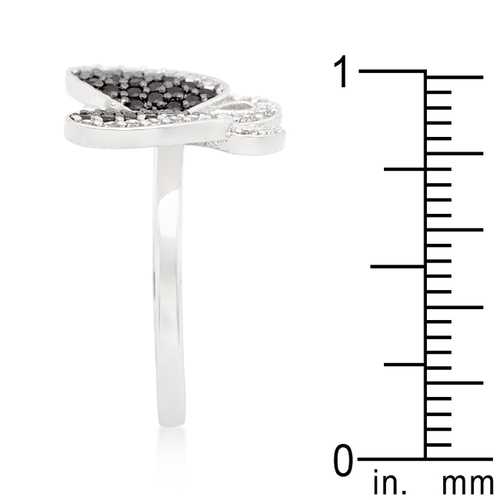Elegant Black & White Cubic Zirconia Butterfly Ring for Women - Dainty Fashion Jewelry Gift for Birthday, Anniversary & Valentine's Day