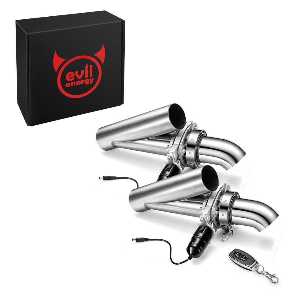 EVIL ENERGY Dual Electric Exhaust Cutout Valve with Remote Switch - 2.0/2.25/2.5/3 Inch Options - Performance Upgrade for Muscle Cars, Trucks & Off-Road Vehicles - Enhance Sound & Boost Horsepower