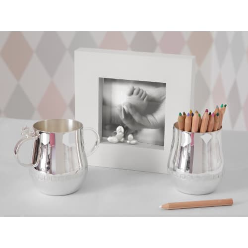 Beebee Silver Plated Baby Cup with 2 Handles - Perfect for Christening Gifts, Baby Showers & First Birthday Presents