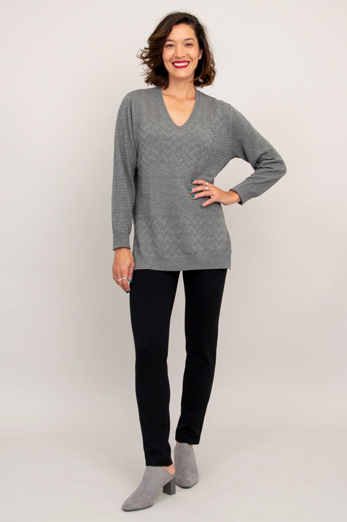 Greta Sweater Women's Cotton Knit Pullover - Soft Grey Casual Sweater for Fall & Winter - Perfect for Office, Dating and Weekend Outfits