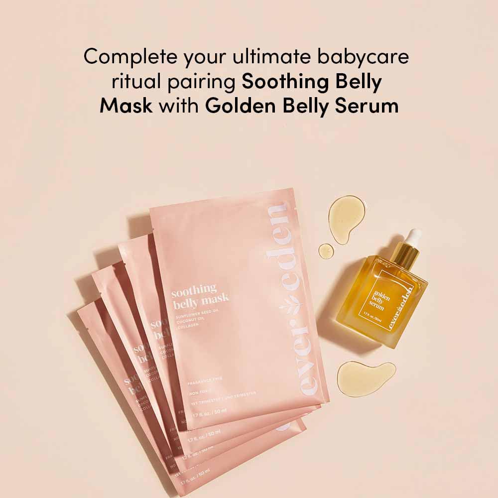 Evereden Soothing Belly Mask for Pregnant Women - Pack of 4 Hydrating & Nourishing Pregnancy Skin Care Masks - Clean, Vegan Maternity Product for Stretch Marks & Dry Skin - Perfect for Prenatal Self-Care & Postpartum Recovery