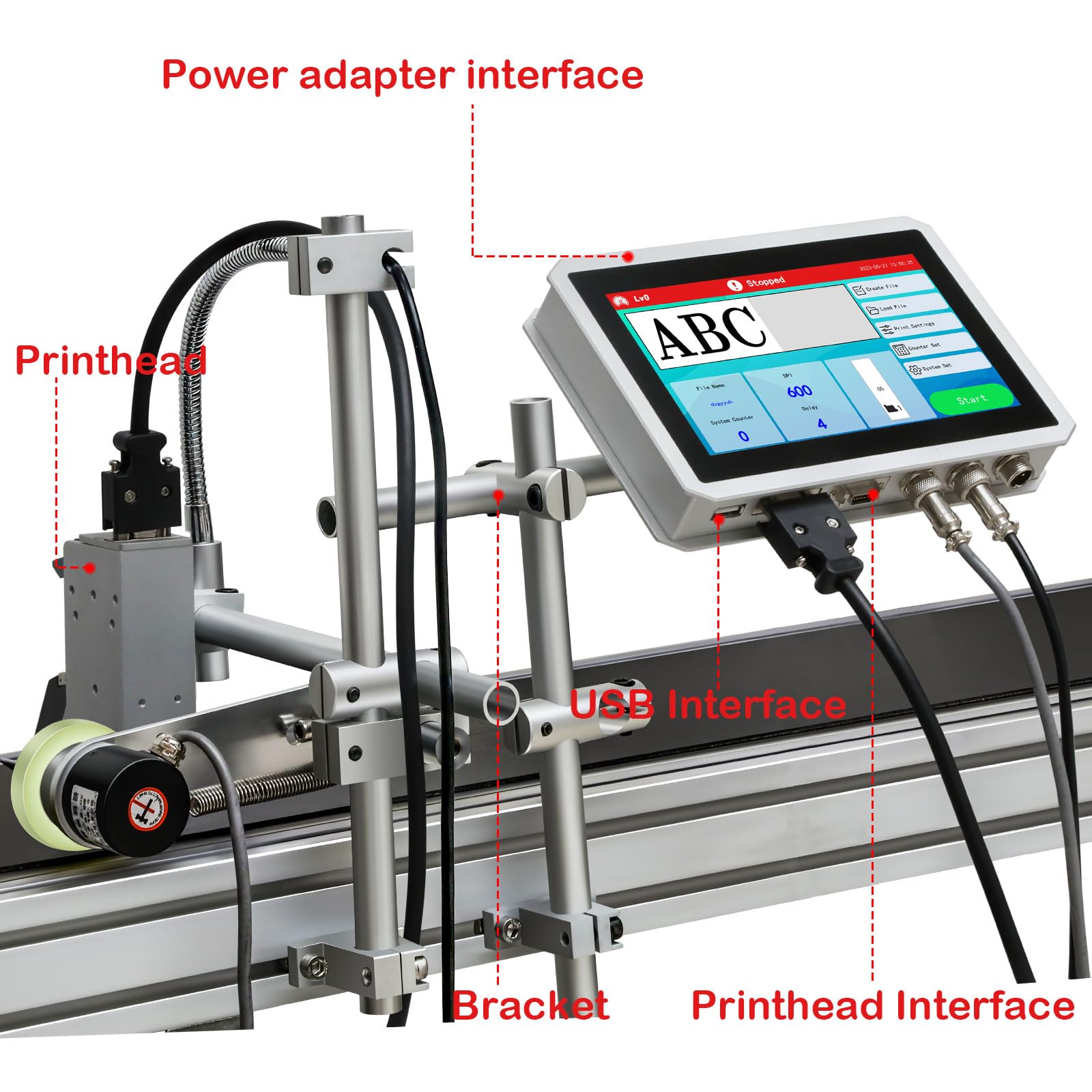 PEKOKO LBX2000 Plus Industrial Inkjet Printer - High-Speed Online Inkjet Coder for Batch Date & Number Coding on Carton Boxes, Plastic Bags, Tin Cans & PET Bottles - Ideal for Food Packaging, Pharmaceutical Labeling & Industrial Product Marking
