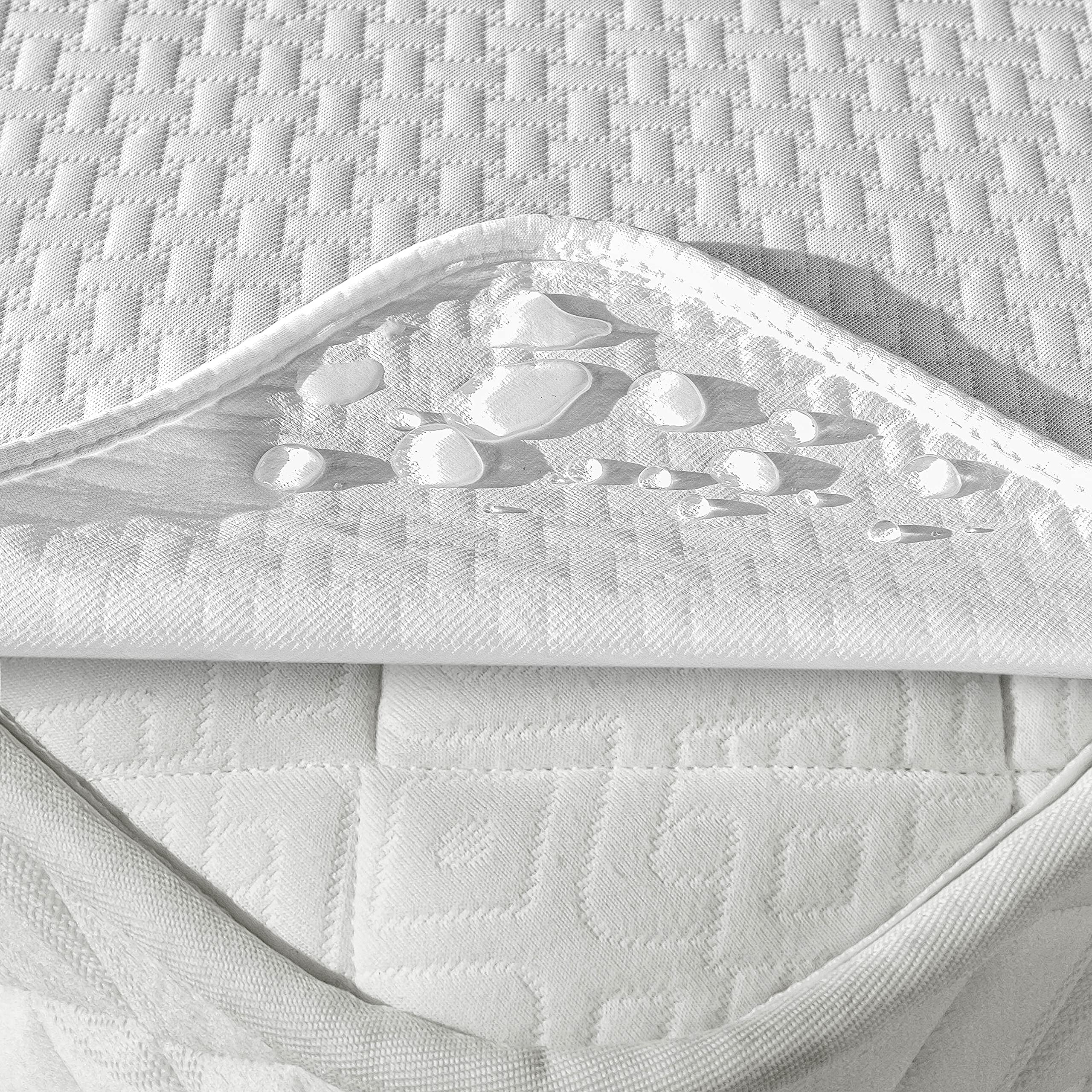 Ambesonne Soft Texture Mattress Encasement Pad - Quilted Waterproof Bed Topper with Breathable Surface & Noiseless Fitted Design, Durable Elastic Straps for Twin Size - Perfect for Allergy Protection, Guest Beds & Enhanced Sleep Comfort
