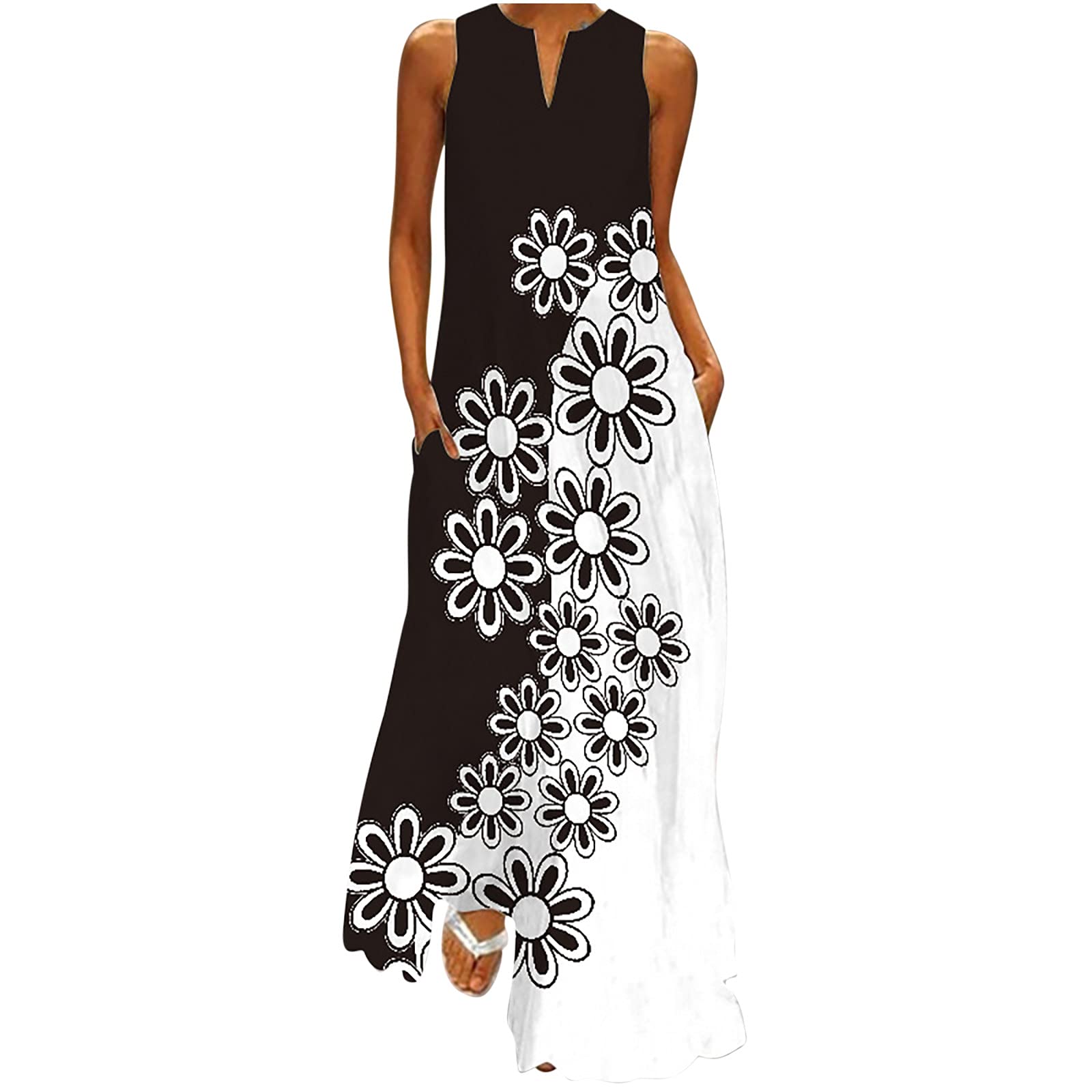 2024 Trendy Floral Printed V-Neck Long Summer Dresses for Women - Casual Loose Fit Vacation Dress for Beach, Party & Outdoor Activities