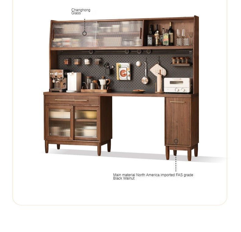 Premium Black Walnut Multi-Function Storage Sideboard - Modern Entryway Console Table with Drawers & Shelves - Perfect for Living Room, Dining Room, or Hallway Organization