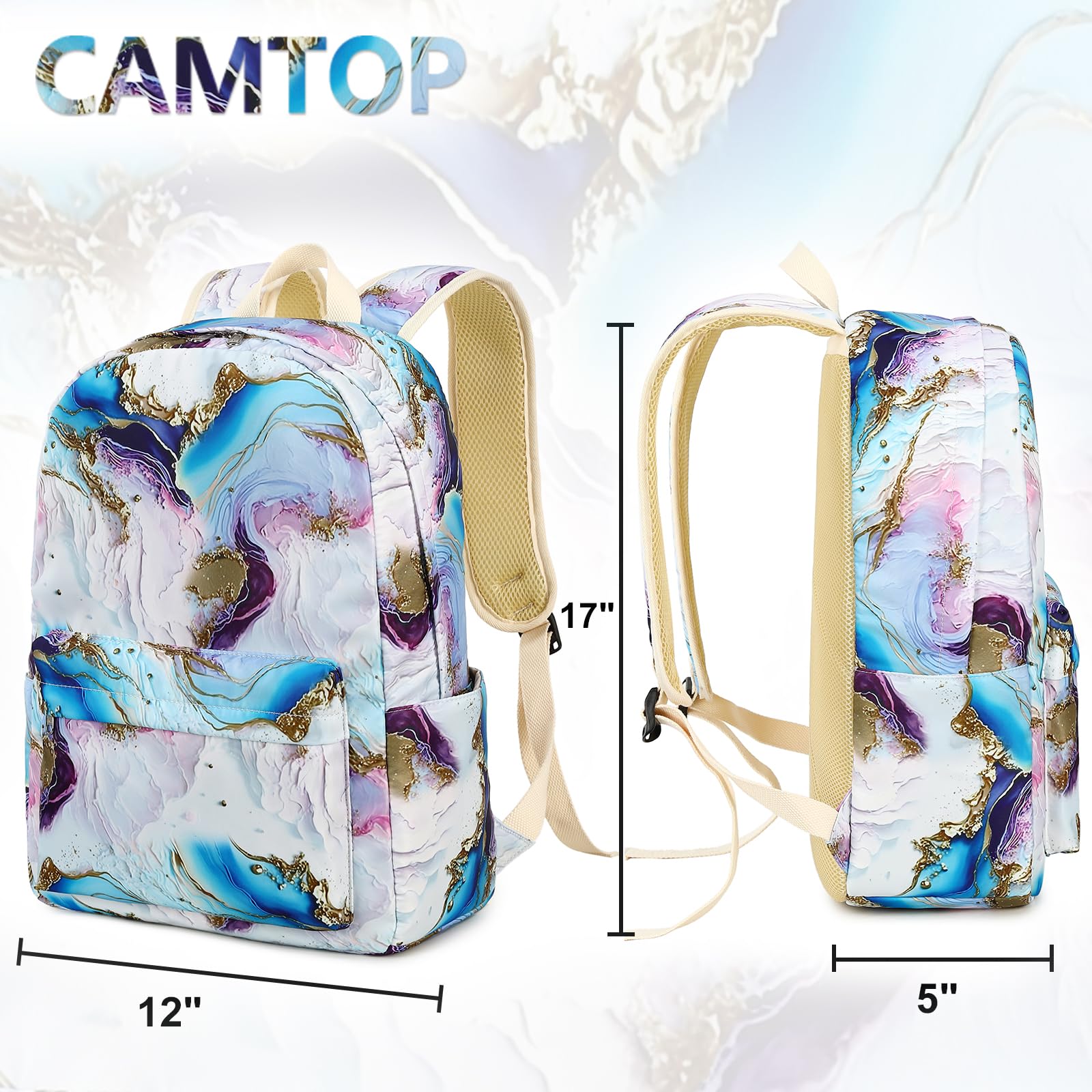 CAMTOP Girls Backpack with Lunch Box Set - Durable School Bookbag for Kids - Perfect for School, Travel & Daily Use