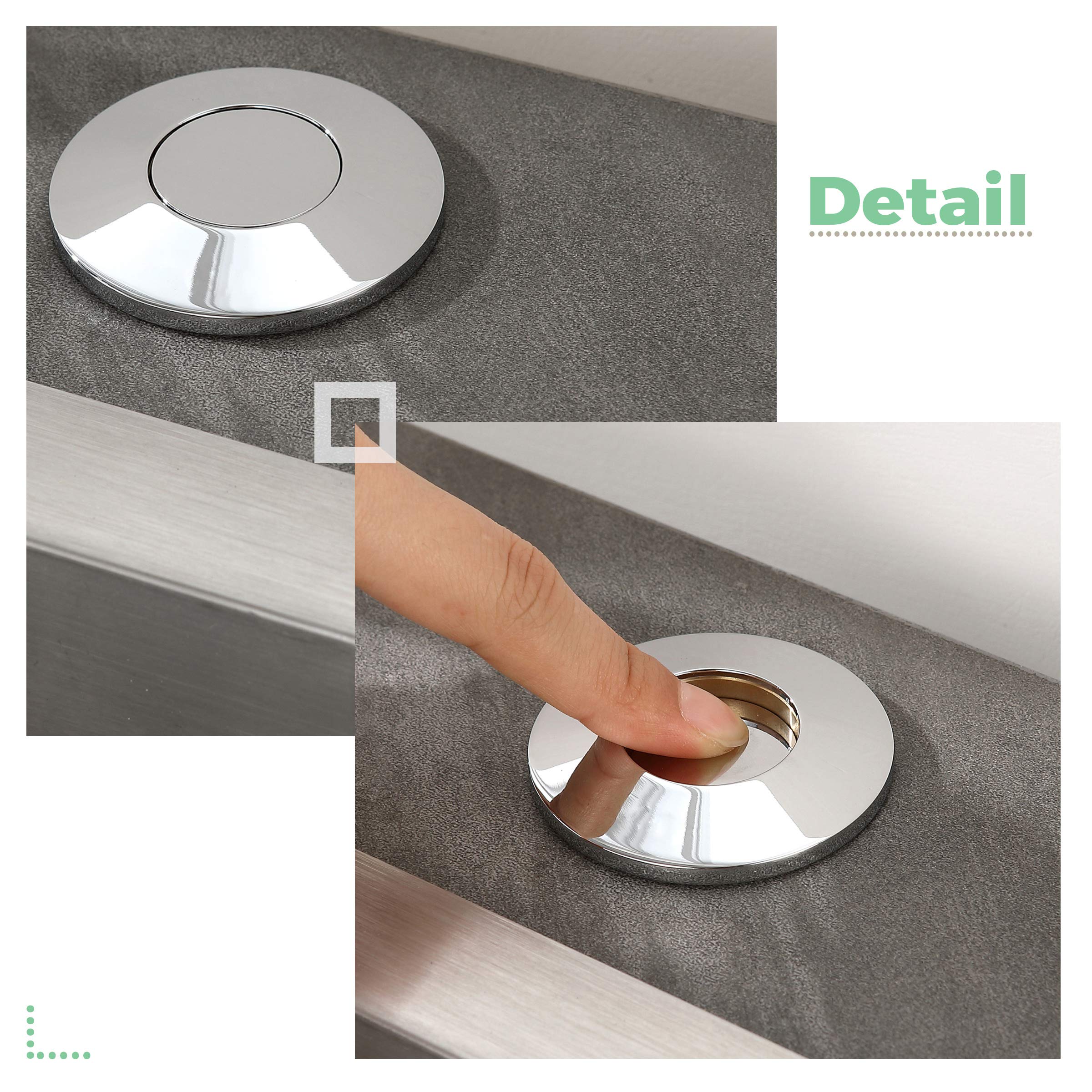 KANARY All-Brass Air Switch Button for Sink & Countertop Garbage Disposal - Chrome Round Design | Perfect for Kitchen Sink Waste Disposal Systems