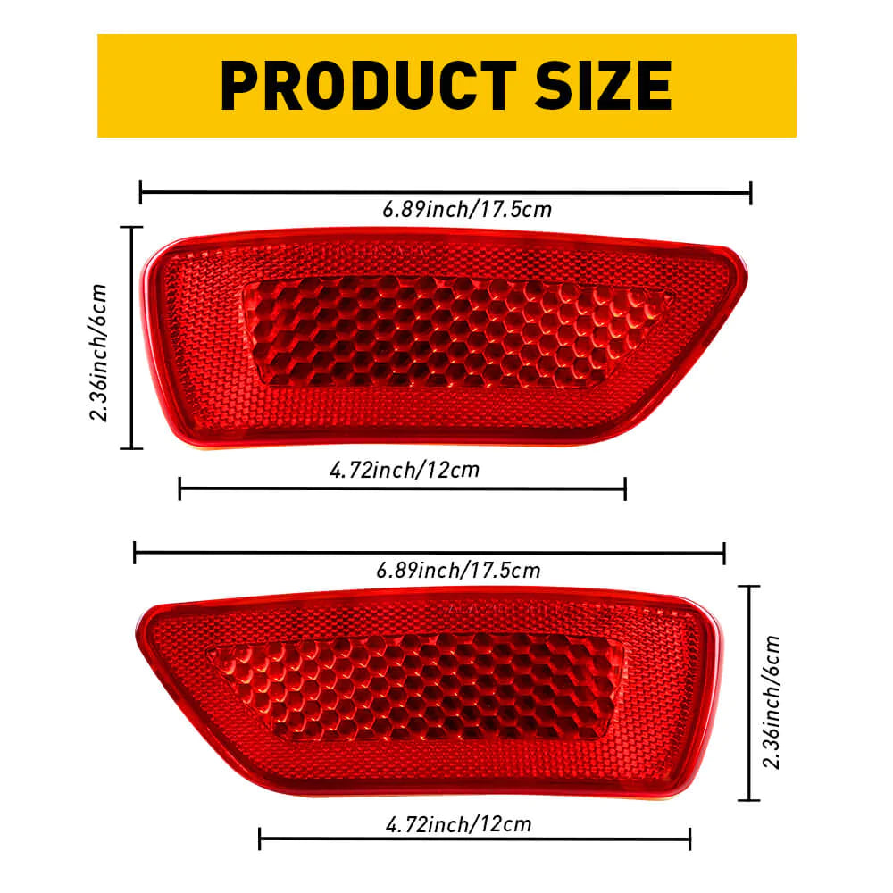 Jeep Dodge Rear Bumper Reflector Set - Left & Right Side Compatible with 2011-2018 Models | Enhanced Night Visibility & Safety for Off-Road Adventures