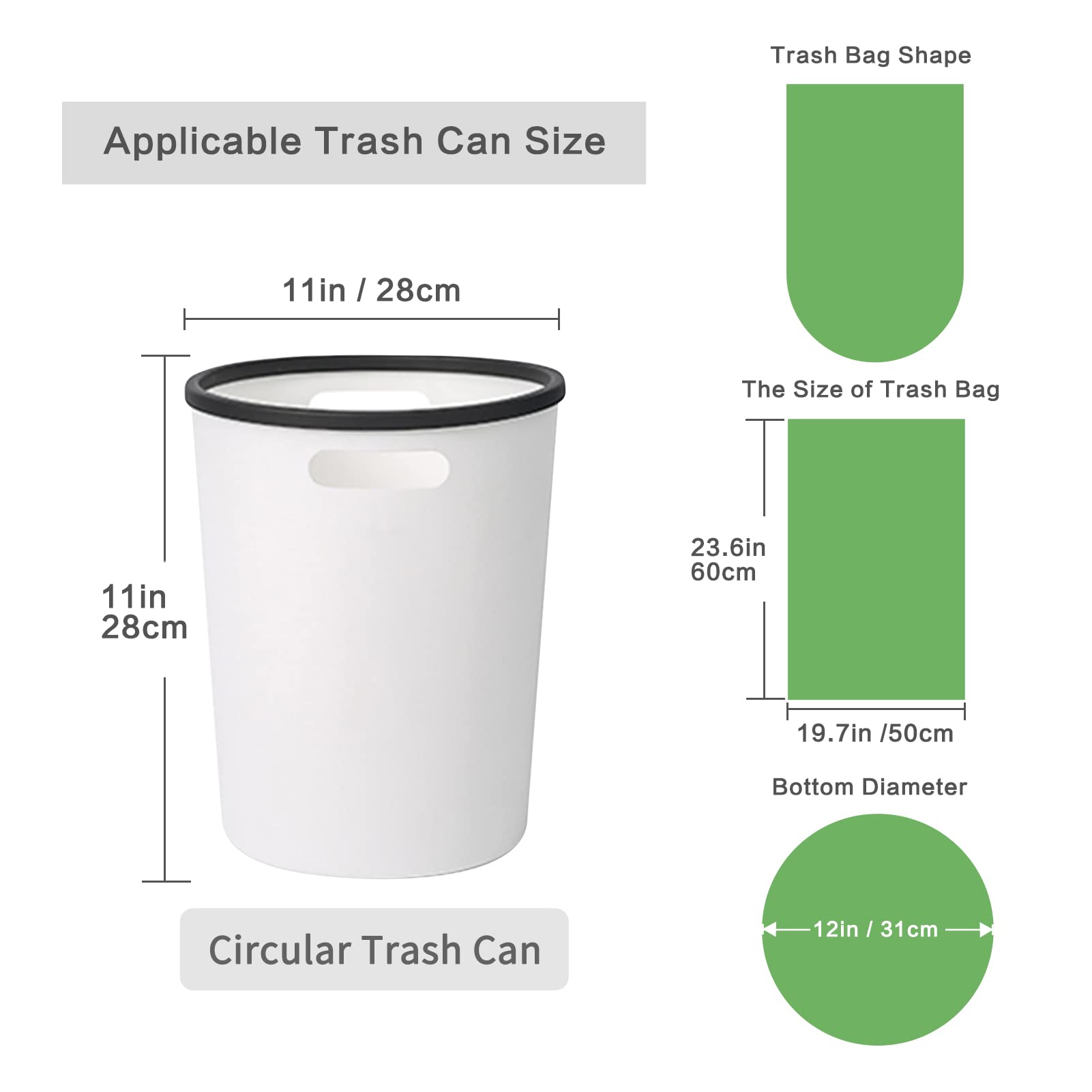 Toplive 4 Gallon Green Trash Bags - Heavy Duty Garbage Bags for Kitchen, Bathroom, Bedroom & Office Waste Bins | Perfect for Home, Office & Commercial Use