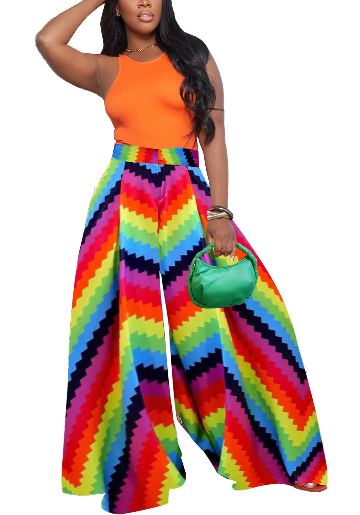 Voghtic Women's Casual African Print Harem Pants - Hippie Boho Loose Wide Leg Lounge Pants for Yoga, Beach & Festival Outfits