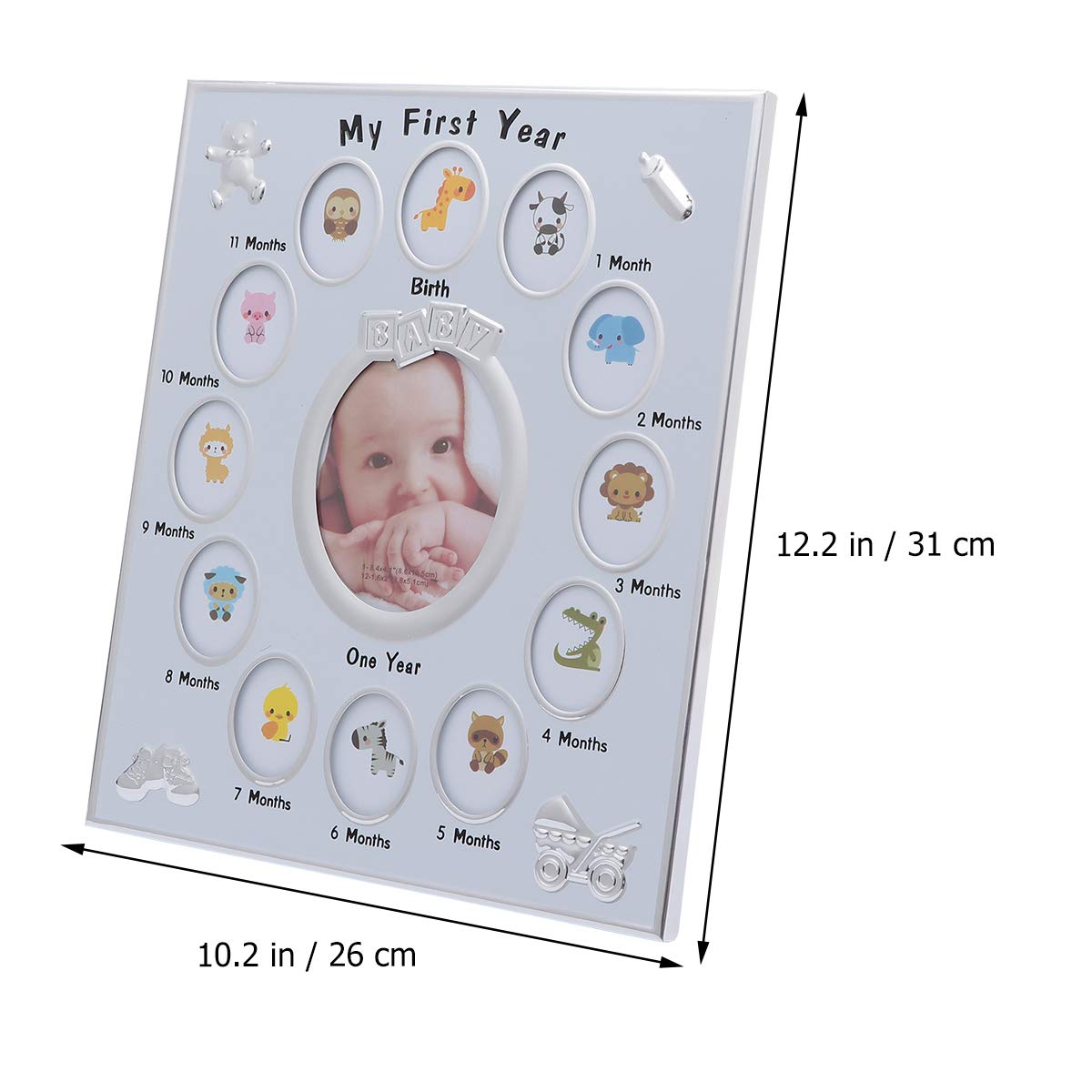 First Year Photo Frame | Newborn Picture Frame | Baby Keepsake Frame for 12 Months Memories | Perfect for Baby Showers, New Moms & Nursery Decor | Capture Milestones from Birth to First Birthday