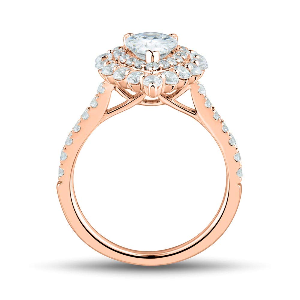 1 Carat Pear-Shaped Moissanite Engagement Ring in 10K/14K/18K Yellow Gold, Rose Gold, or White Gold with Halo Setting – Perfect for Proposals, Anniversaries, and Special Occasions