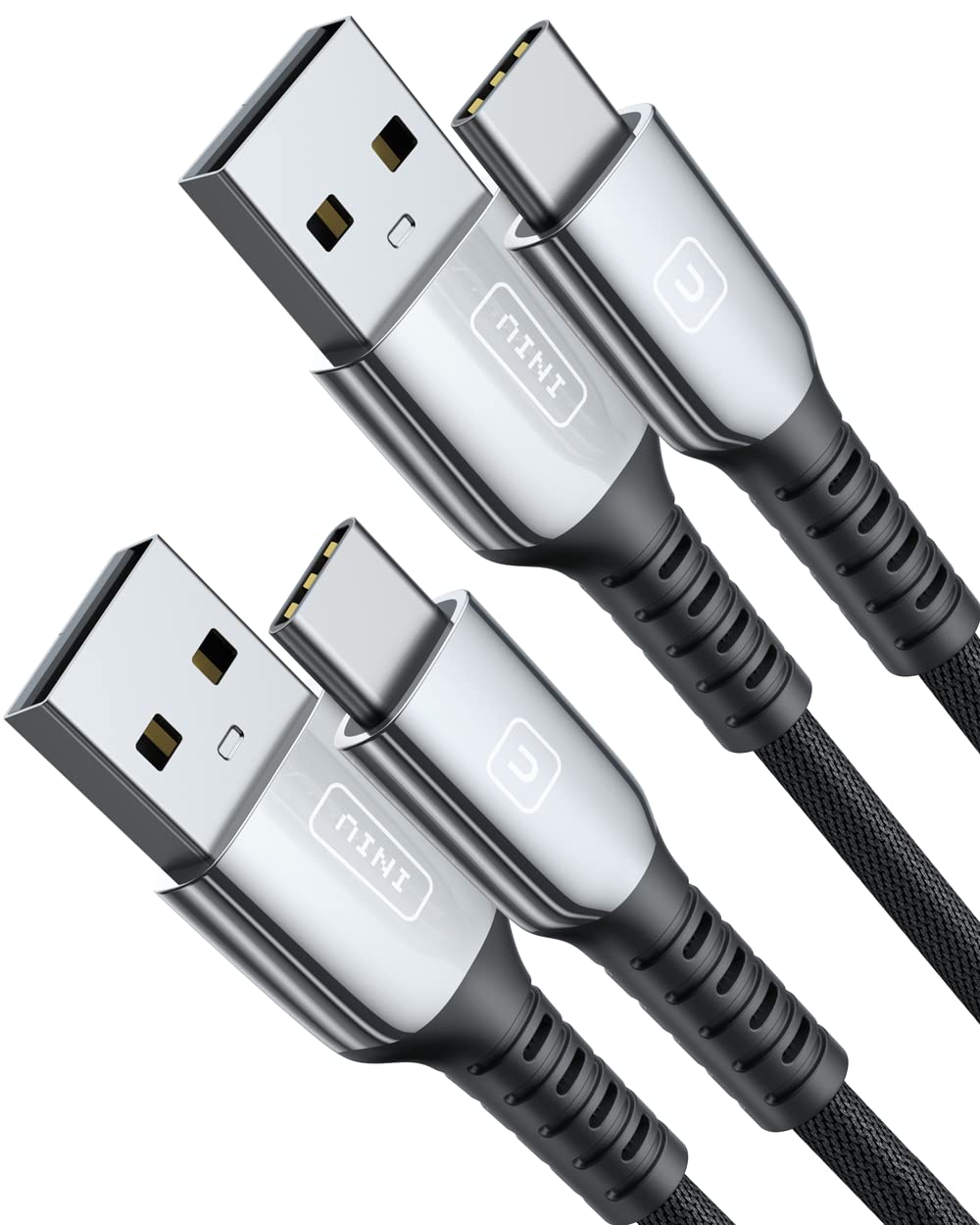 INIU 3.1A Fast Charging USB A to Type C Cable [2 Pack 6.6ft] - Nylon Braided QC 3.0 USB C Charger Cord for Samsung Galaxy S22/S21/Note 10, iPad Pro, LG, Google Pixel - Perfect for Home, Office & Travel Charging