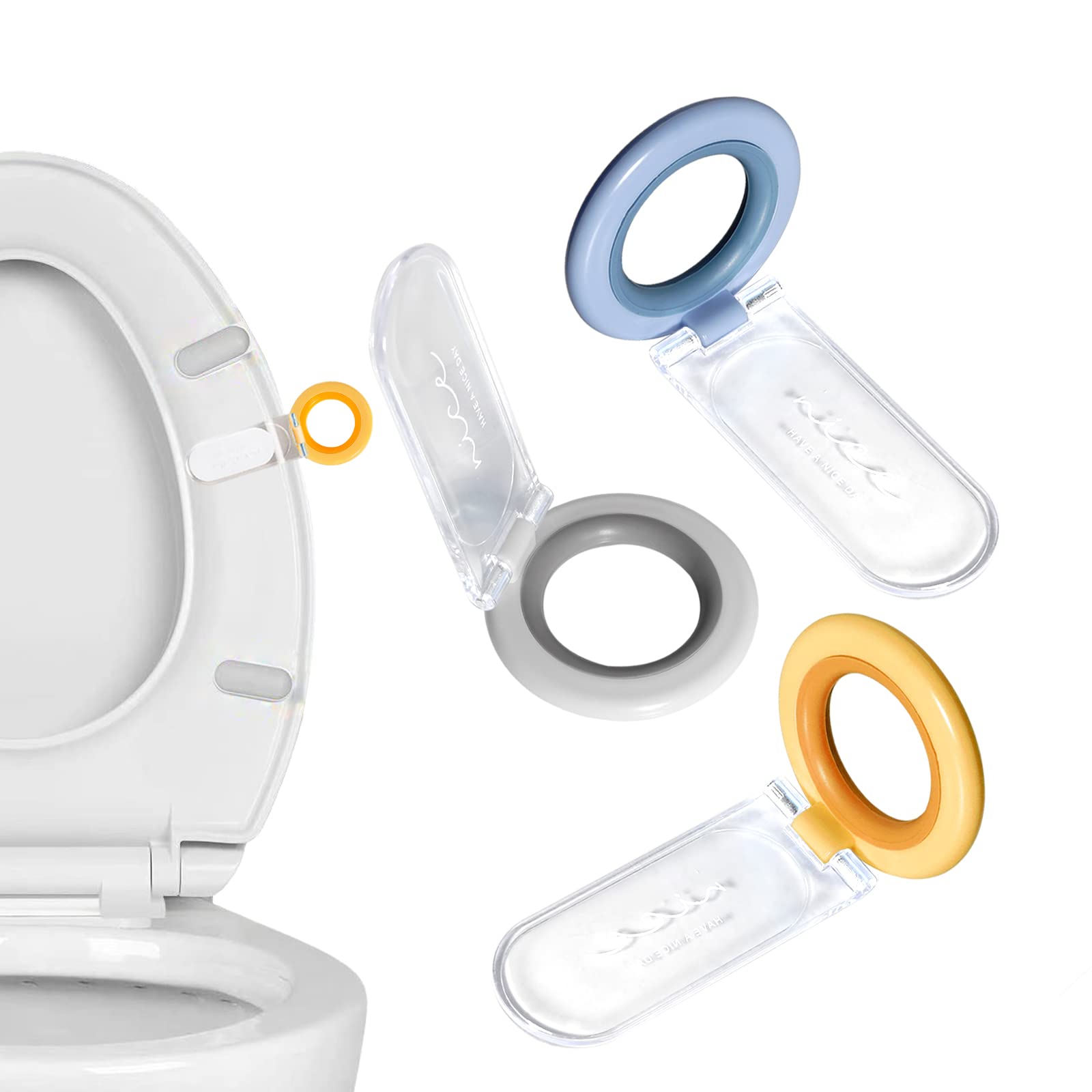 **Moloudan Toilet Seat Lifter & Lid Handle – 3-Pack Sanitary Bathroom Accessories (3 Colors) – Avoid Touching Toilet Seat, More Practical & Hygienic – Ideal for Homes, Offices & Public Restrooms**