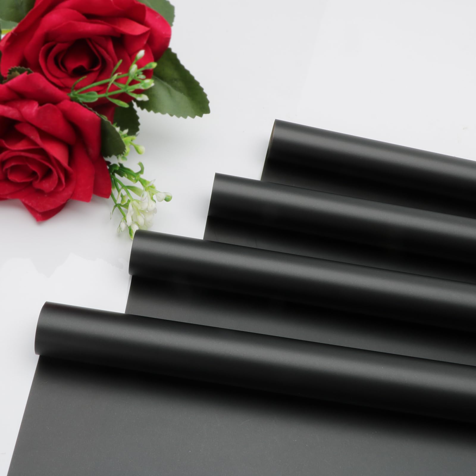 24 Sheets Premium Flower Wrapping Paper - Dark Black Gift Packing Paper for Bouquets, Birthday, Wedding, Graduation & Valentine's Day | Ideal for Floral Arrangements, Gift Wrapping & Special Occasions
