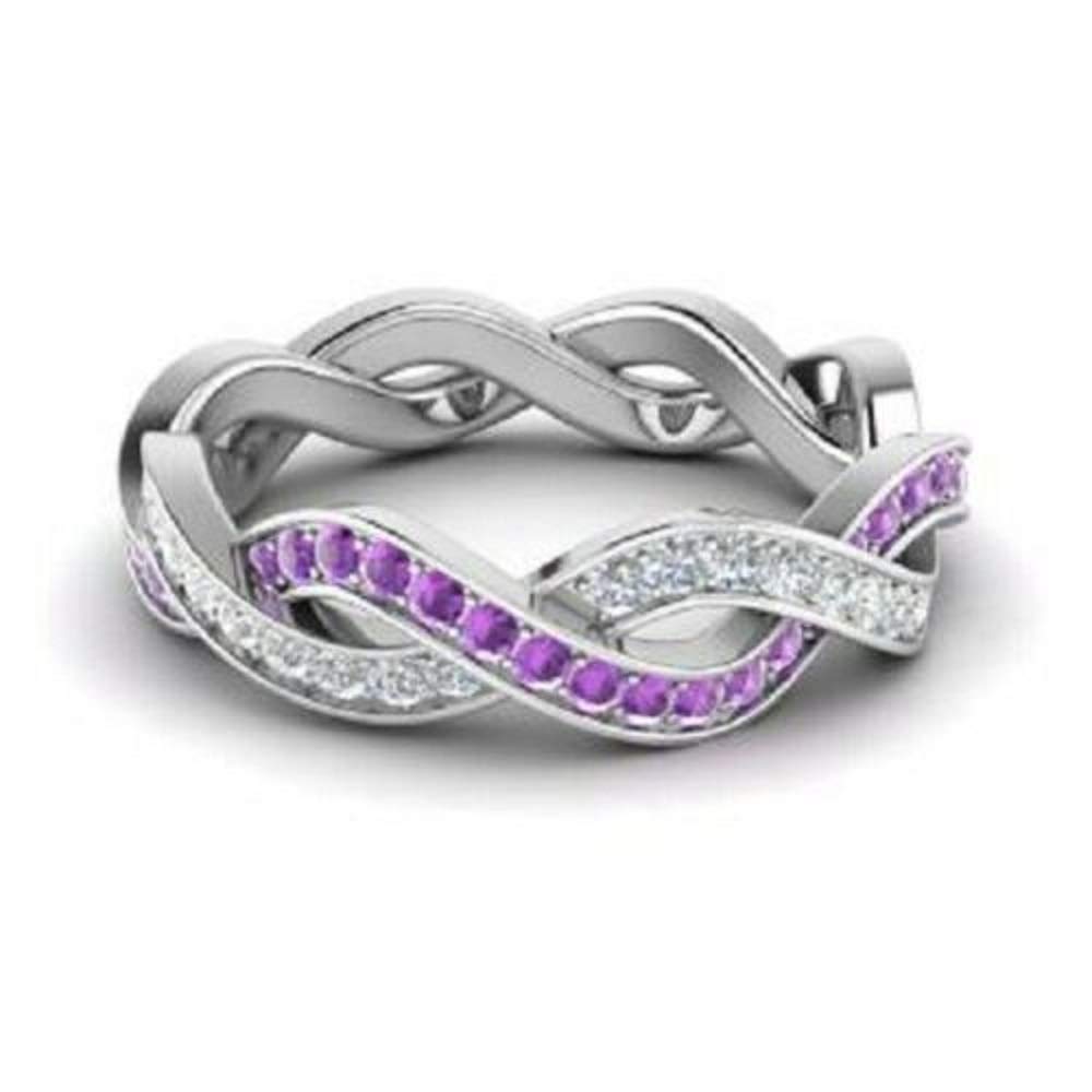 14k White Gold Amethyst Wedding Ring for Women - Elegant & Durable