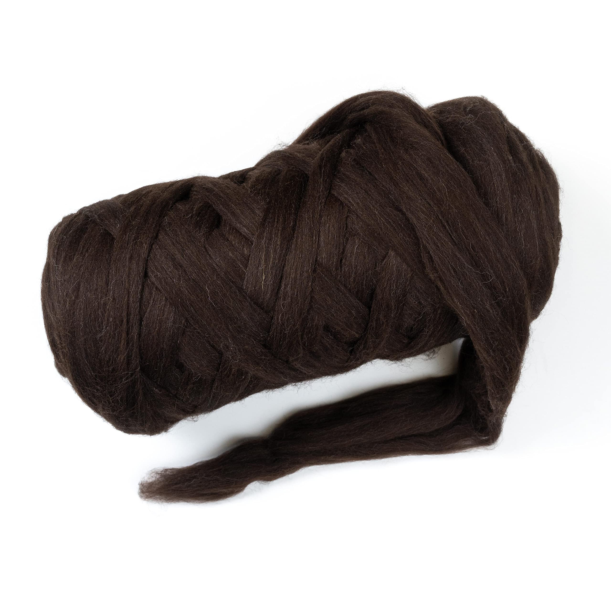 Natural Undyed Wool Roving - 6 lb Bulk for Spinning, Arm Knitting, Felting | Chunky Blanket & Tapestry Yarn | Dark Chocolate Color | Perfect for DIY Crafts, Home Decor & Handmade Gifts