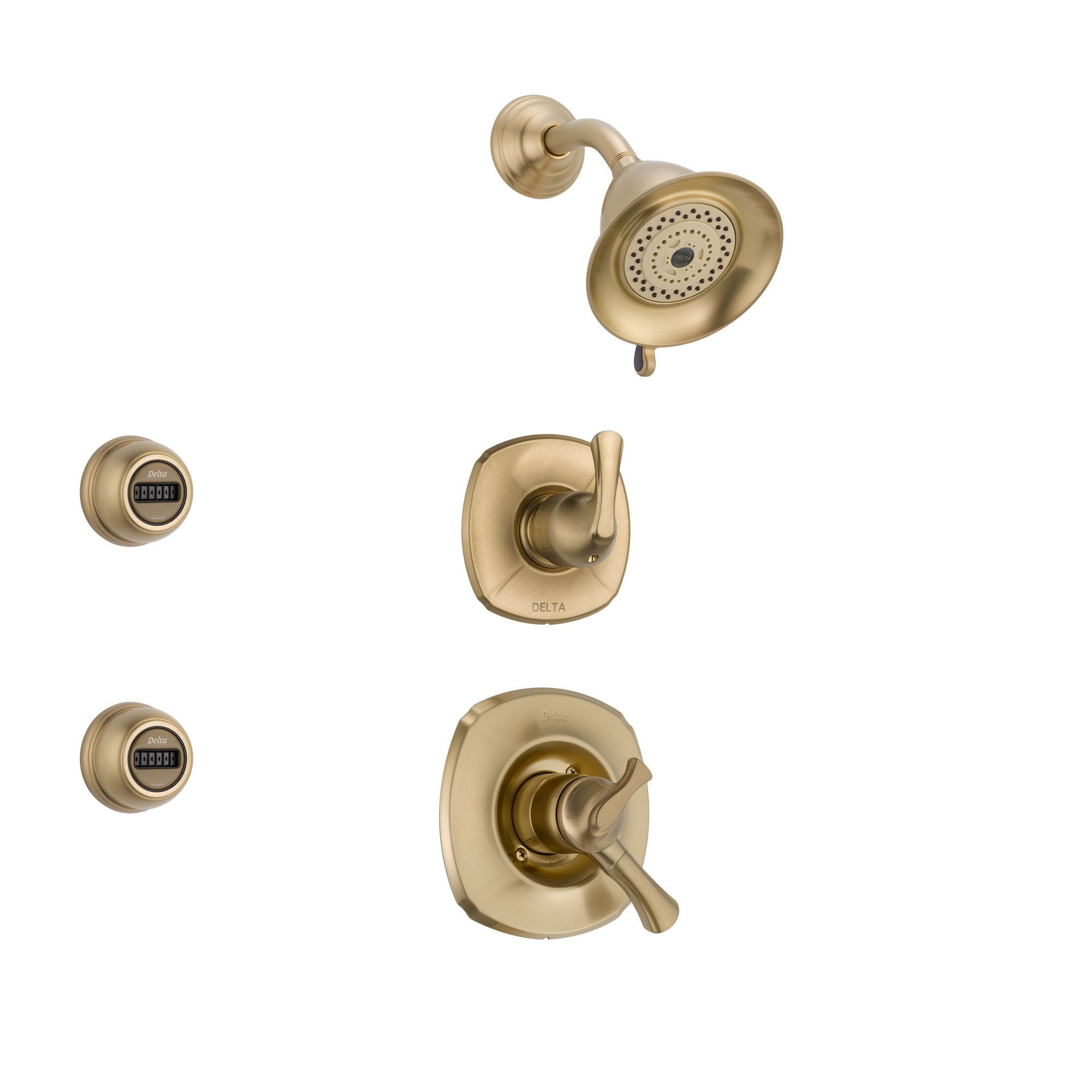 Delta Addison Champagne Bronze Shower System - Dual Control Shower Handle, 3-Setting Diverter, Rainfall Showerhead & 2 Body Sprays (Model SS179285CZ) for Luxurious Spa-Like Bathroom Experience