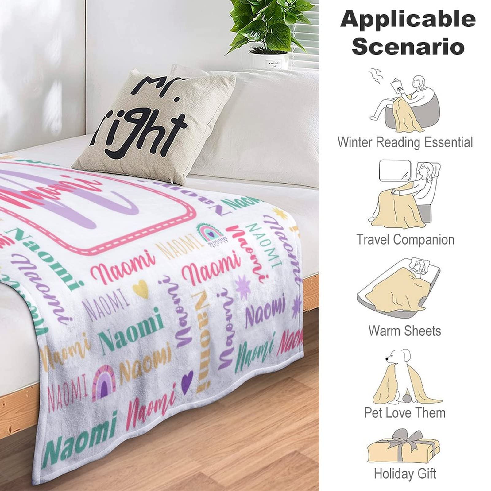 Personalized Baby Blankets for Boys & Girls - Custom Name Throw Blankets for Kids & Adults - 30