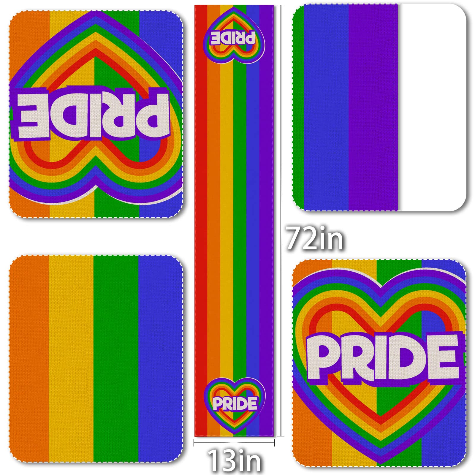 Linen Pride Table Runner - Love Wins LGBTQ Rainbow Party Decorations for June Holiday, Gay Lesbian Home Kitchen & Dining Room Table Decor, Perfect for Weddings, Pride Month Celebrations & Festive Gatherings