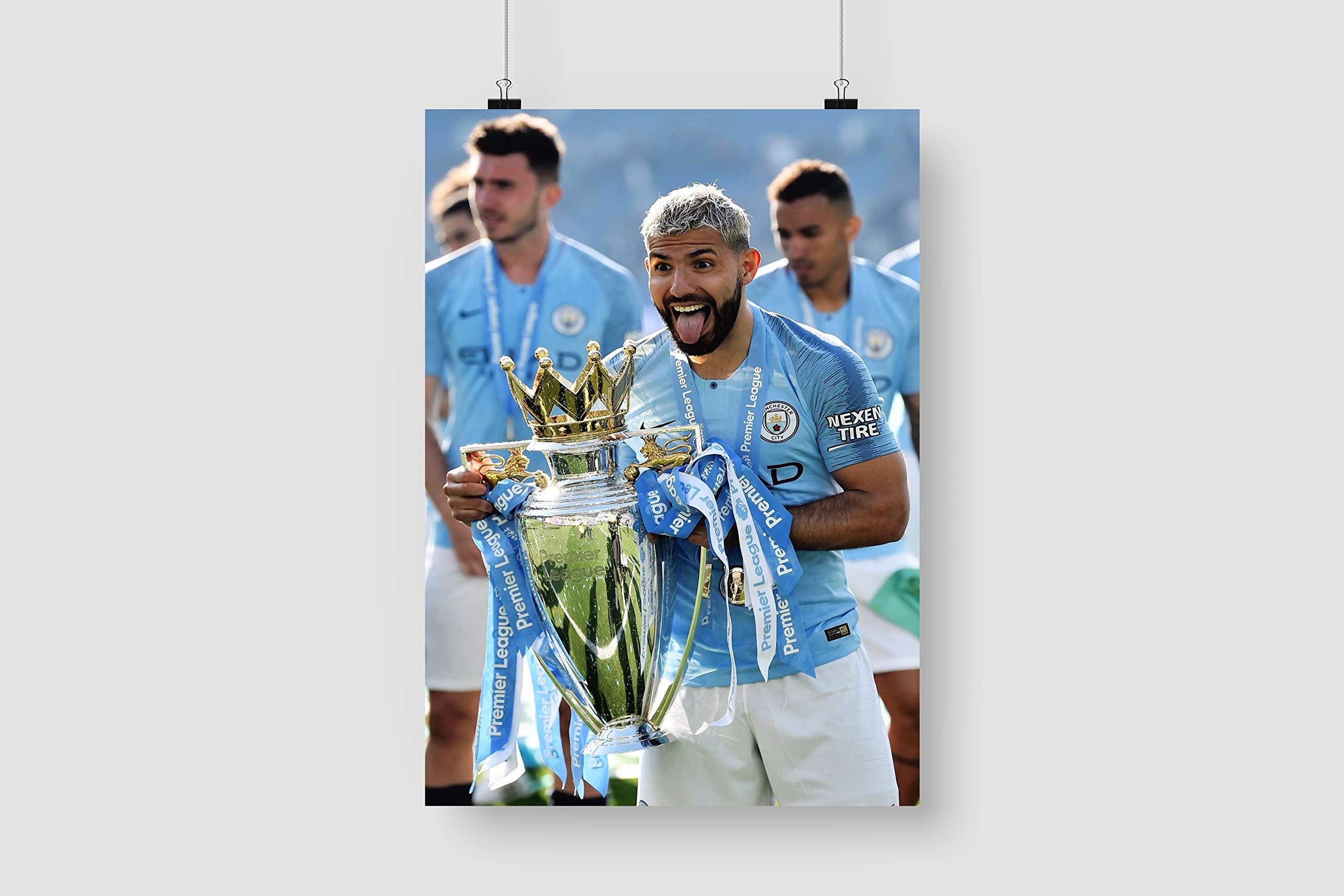 Sergio Aguero Football Poster - Premium Giclee Printed Sports Wall Art for Living Room Decor | Perfect for Man Cave, Game Room & Soccer Fan Gifts