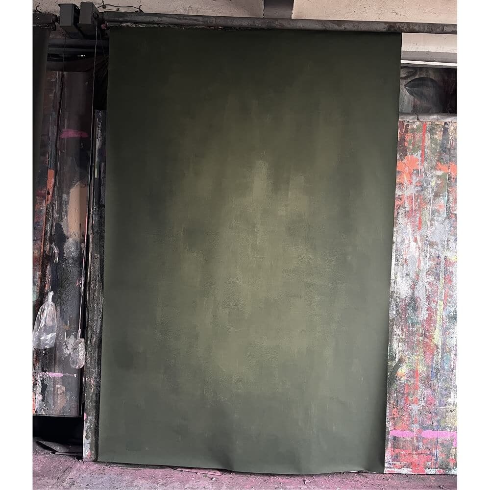 Custom Hand-Painted 2x3m Dark Olive Green Backdrop for Photography | HP NS | Perfect for Studio Portraits, Product Shoots & Events
