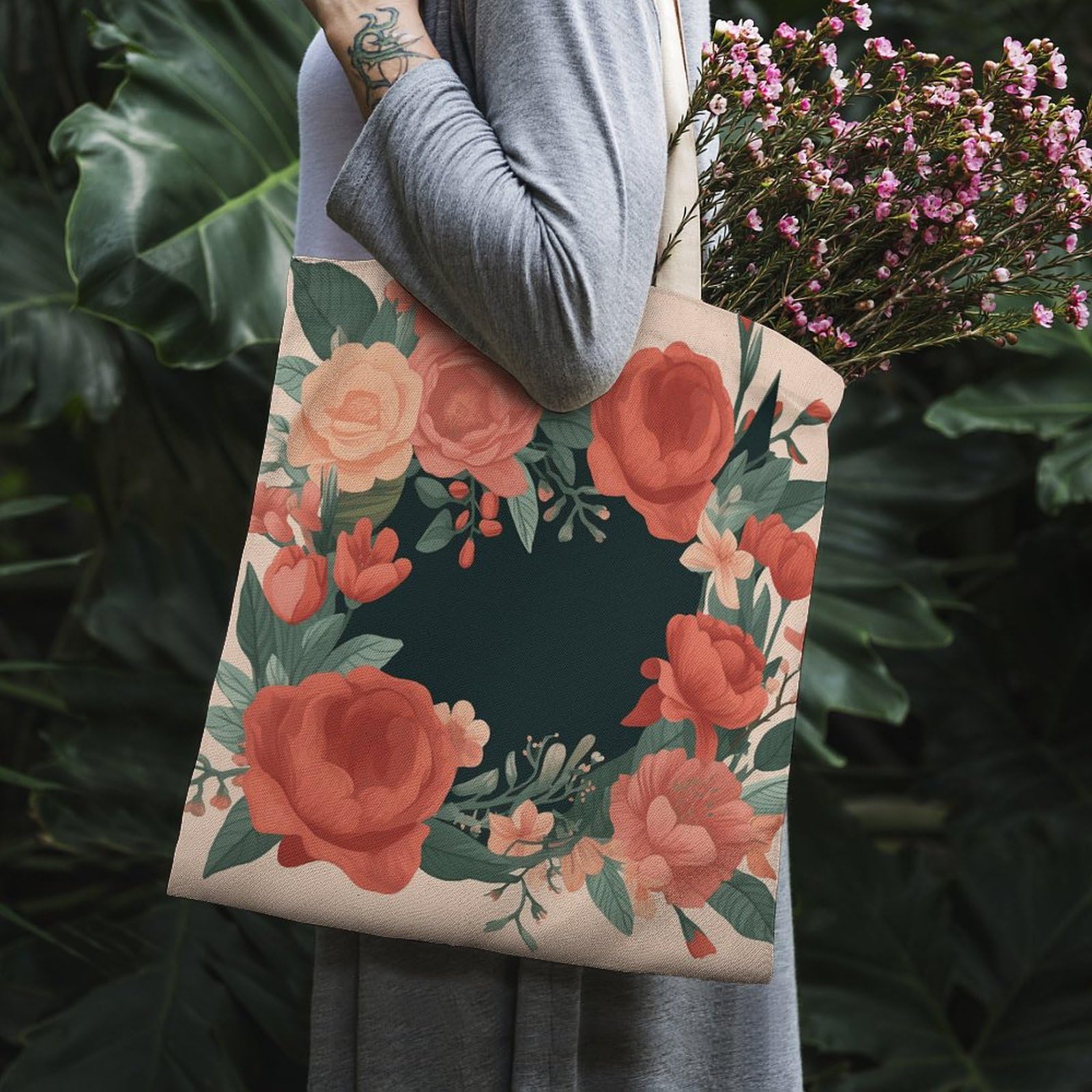 NQLYUT Canvas Tote Bag - Durable Laptop Handbag, Grocery & Music Shoulder Bag for Women, Crossbody Bag for Travel, Work & Daily Use