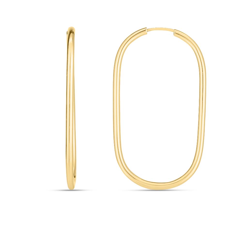 14K Gold Endless Large Paperclip Hoop Earrings for Women - Trendy Minimalist Dainty Everyday Jewelry - Perfect for Work, Date Night & Special Occasions