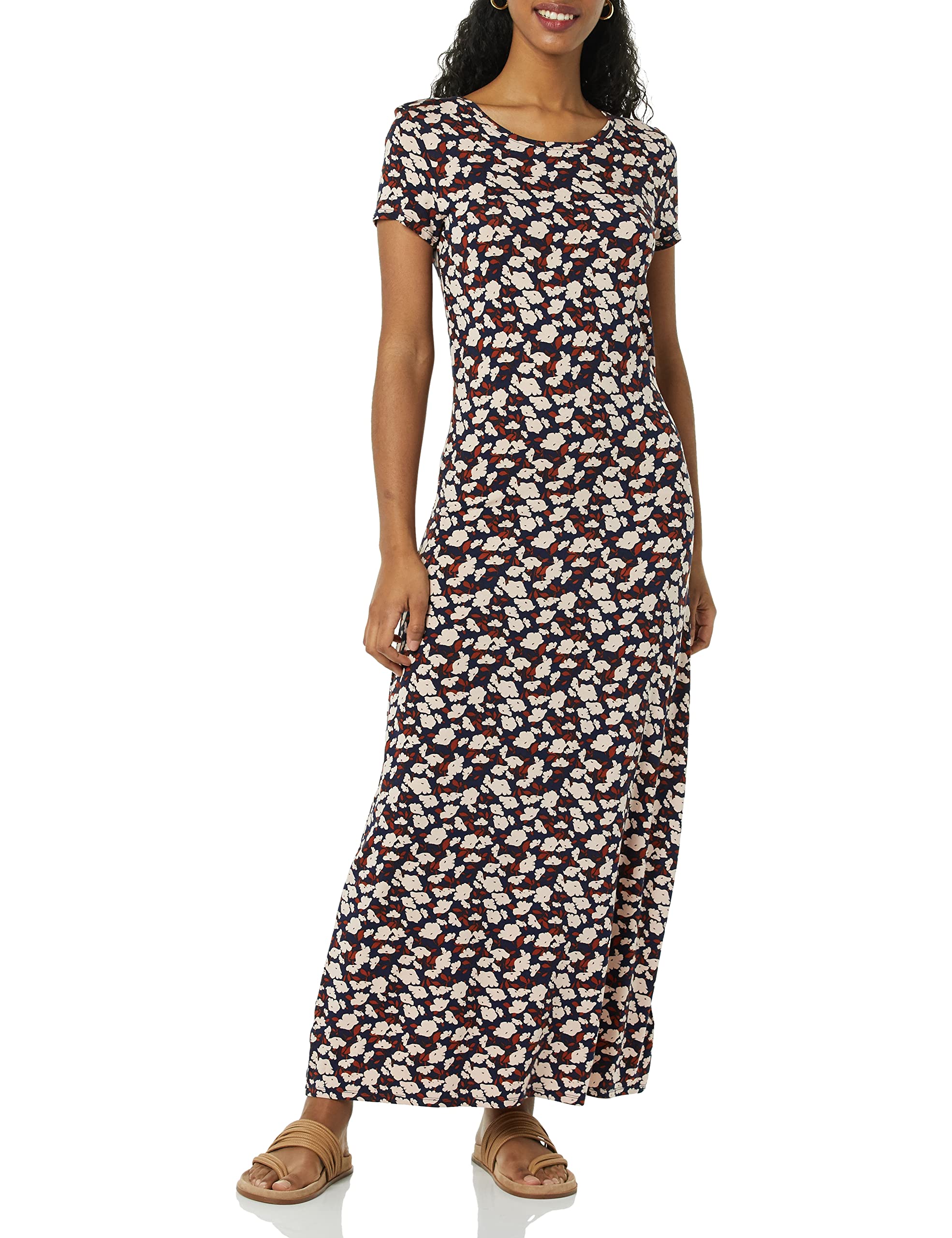 Amazon Essentials Women's Short-Sleeve Maxi Dress - Flowy Summer Casual Dress for Beach, Vacation & Everyday Wear