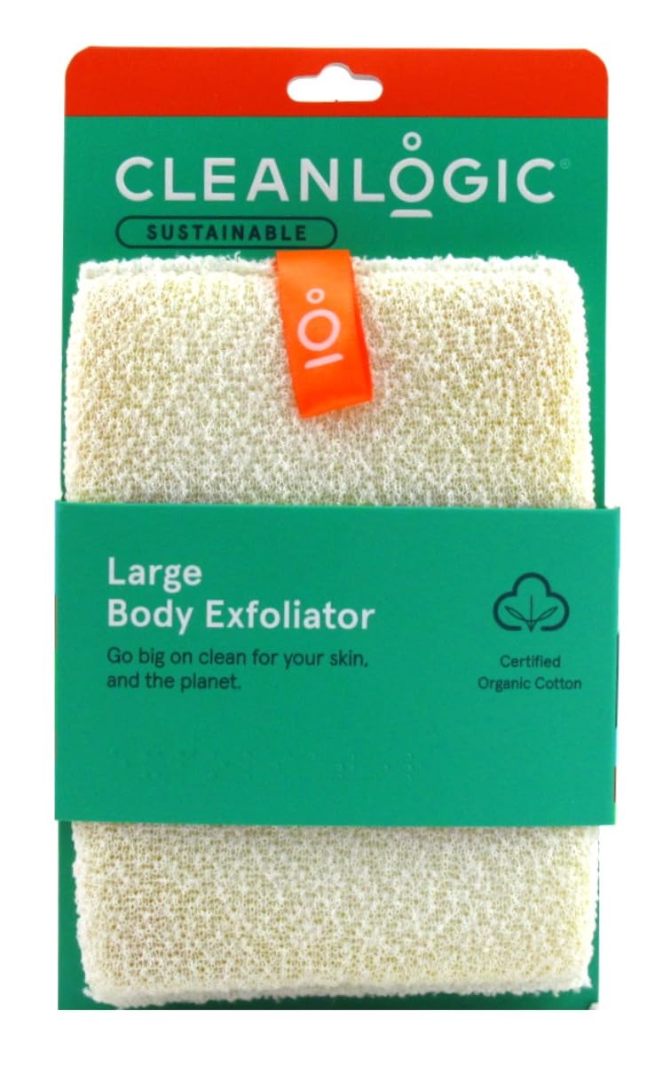Clean Logic Sustainable Large Body Exfoliator Scrubber - Pack of 3 | Eco-Friendly Bath & Shower Exfoliating Gloves for Smooth Skin | Perfect for Spa, Self-Care & Dry Brushing Routine