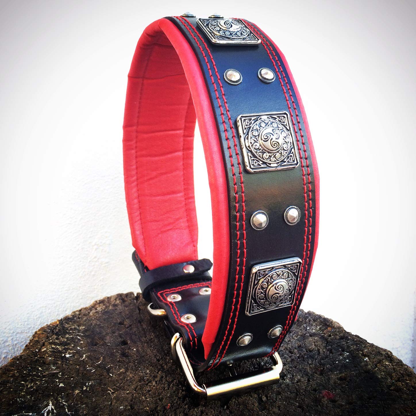 Bestia The Black Eros Collar for Large Dogs - 2.5 Inch Wide Soft Padded Dog Collar with Durable Metal Buckle - Perfect for Training, Walking & Outdoor Adventures
