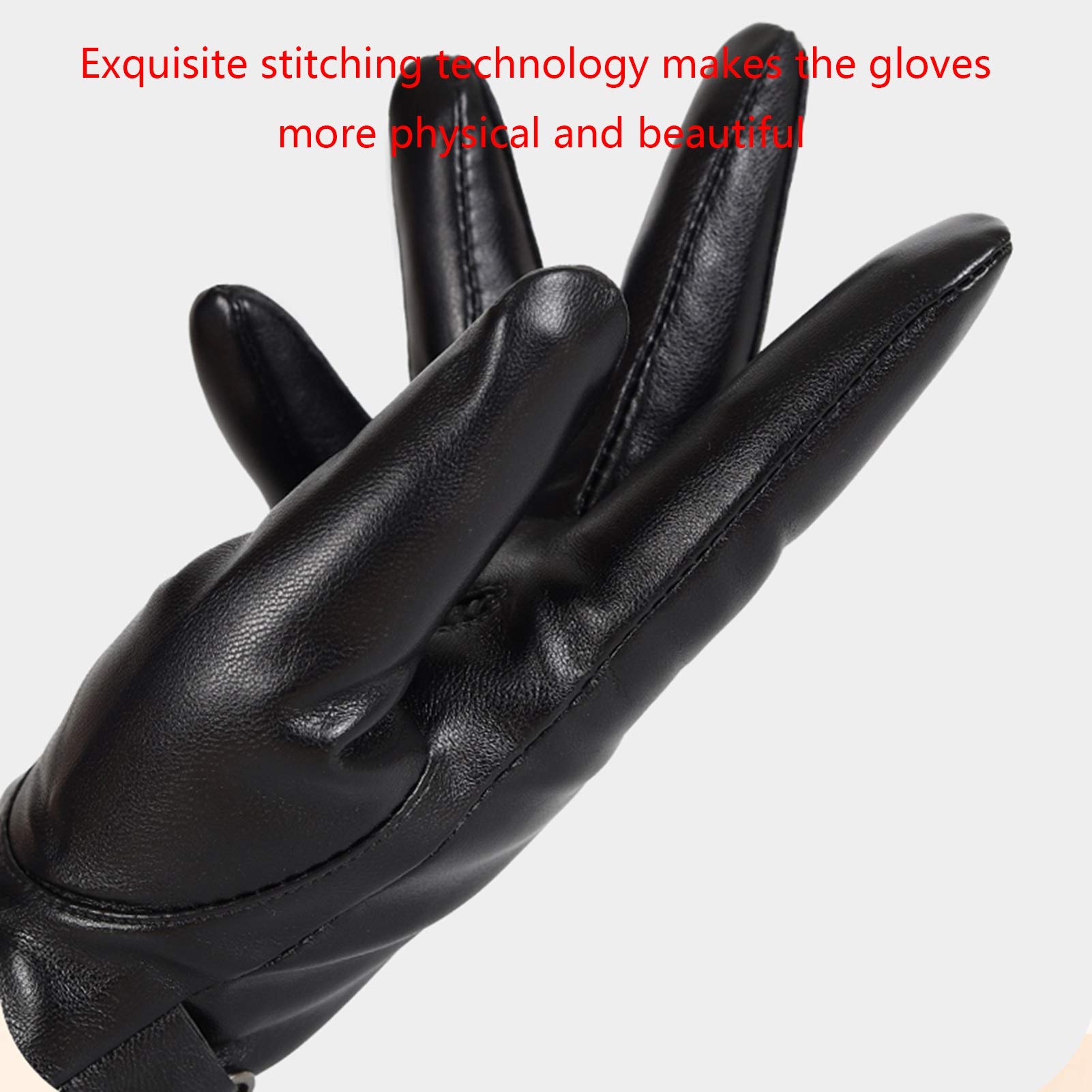 Men's Leather Touch Screen Winter Gloves - Windproof, Waterproof & Warm Driving & Outdoor Gloves for Cold Weather - Perfect for Skiing, Hiking & Daily Commute