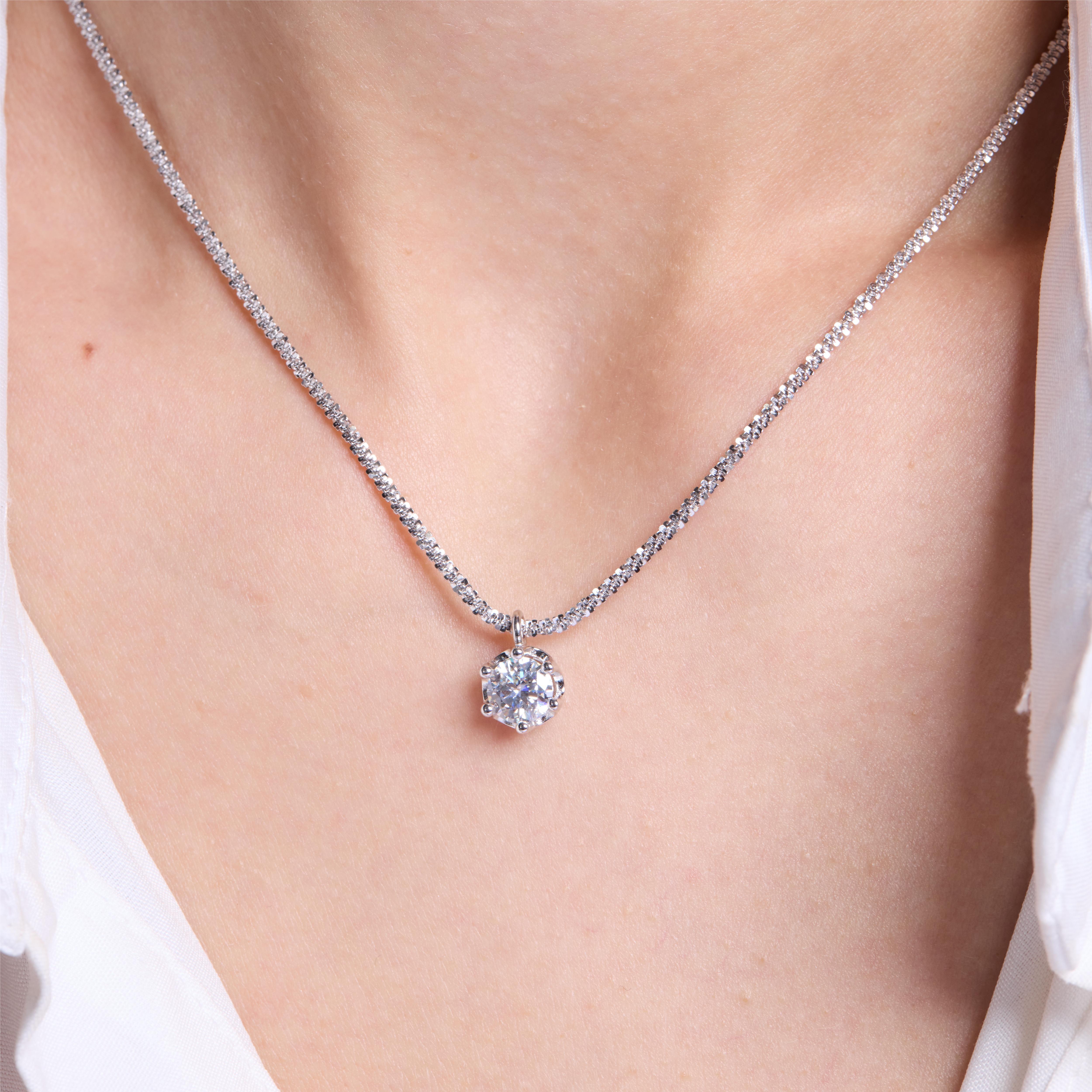 Sparkling Wave Moissanite Pendant Necklace for Women - Elegant 925 Sterling Silver Jewelry Gift for Anniversary, Valentine's Day & Special Occasions