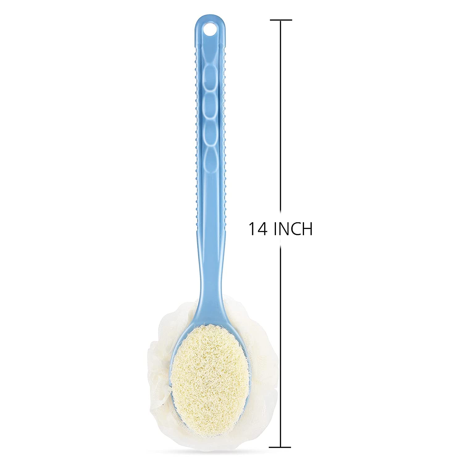 Kmils 2-in-1 Loofah Bath Brush with Handle - Exfoliating Back Scrubber for Women & Men - Body Cleaning Brush & Shower Scrubber (Random Color) - Perfect for Deep Cleansing & Spa-Like Experience at Home