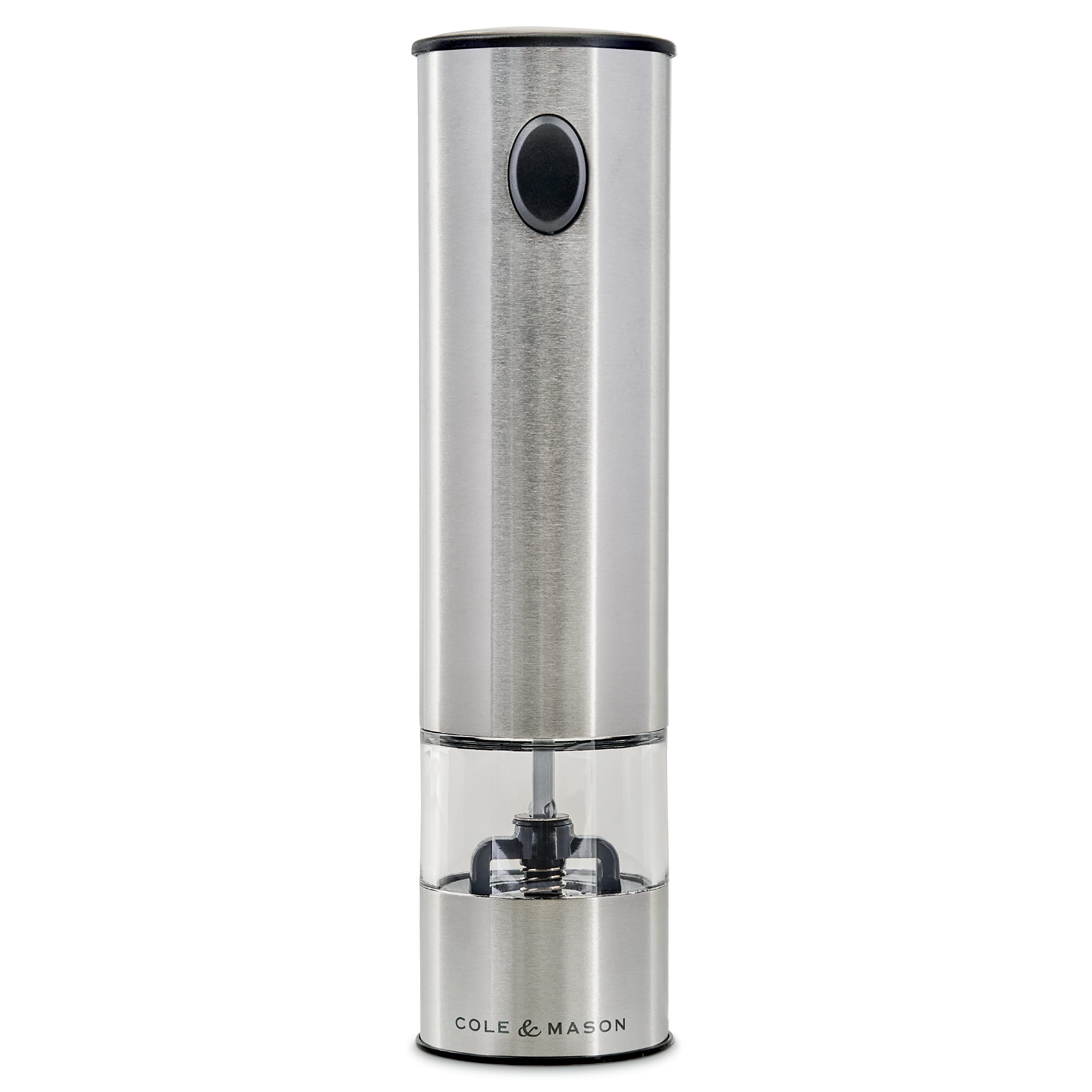 Cole & Mason Battersea Electronic Salt & Pepper Mill Set - One-Touch Adjustable Grinder with Stainless Steel Finish - Refillable & Coarse to Fine Settings - Perfect for Kitchen, Dining Table & Outdoor Cooking (1 Pack)