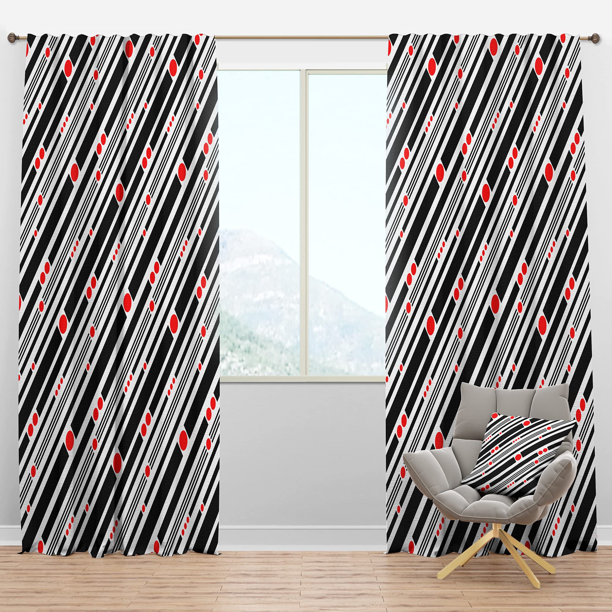 DesignQ Blackout Curtains - Retro Geometric Abstract Minimalist Pattern XII - Thermal Insulated Bedroom & Living Room Drapes - 52x120 Inches Single Panel - Perfect for Home Theater, Nursery & Light-Sensitive Sleepers