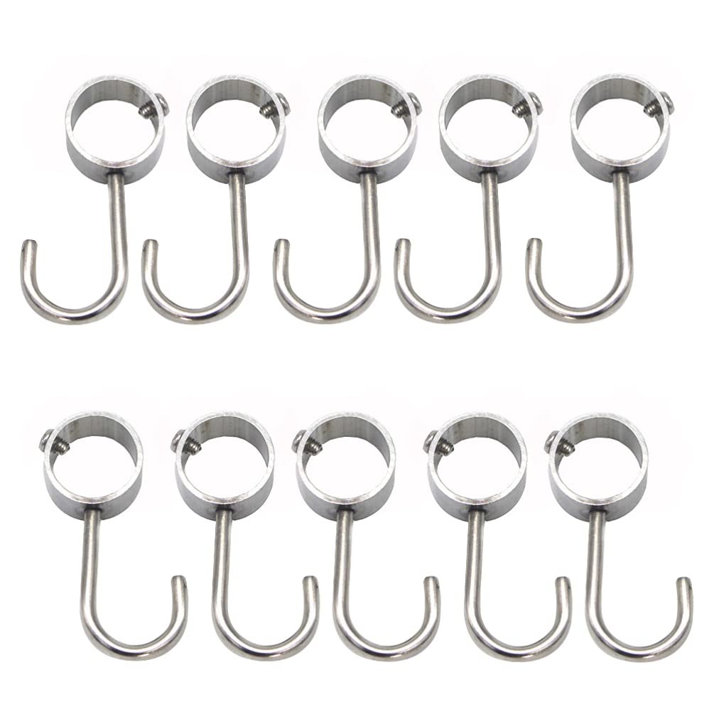 10-Pack ULTNICE Tube Rod Hooks - Heavy Duty Wardrobe & Bathroom Hanging Hooks for Pipes, Closets & Kitchen Pans - Space Saving Storage Solution for Home Organization (Black) - Perfect for Closets, Bathrooms, Kitchens & Garages