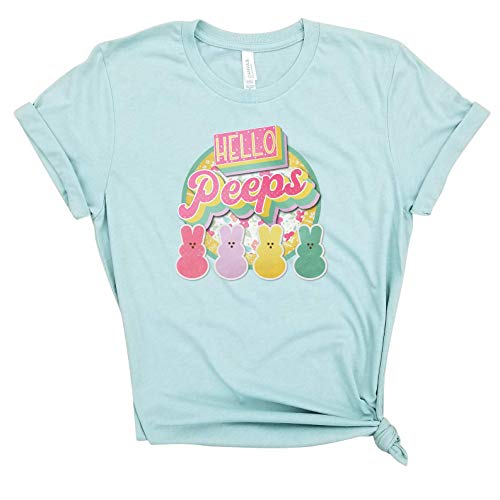 Hello Peeps Easter T-Shirt - Vintage Bunny Family Tee for Happy Easter Gifts | Cute Easter Outfit for Family Photos & Spring Celebrations