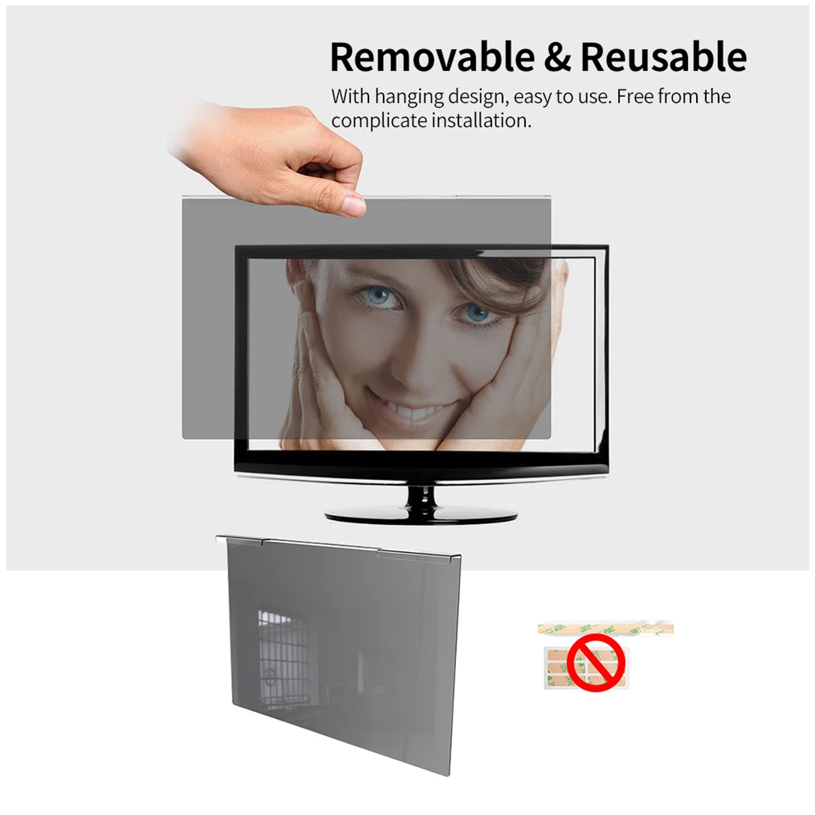 17-32 Inch Anti-Glare Computer Privacy Screen Filter with 2cm Hanging Buckle - Anti-Scratch Protector for Widescreen Monitors (21in/537x330mm) - Perfect for Office, Home & Public Workspaces to Reduce Eye Strain & Protect Sensitive Data