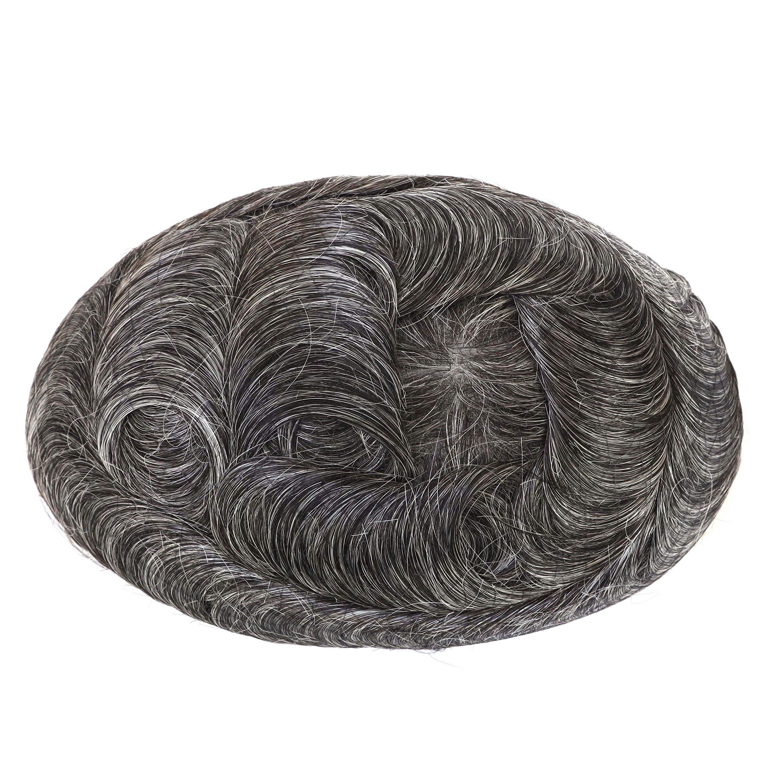 100% Human Hair Toupee for Men - Undetectable Ultra Thin Skin V-Looped Hair System #1B40 | Super Natural Look for Daily Wear & Special Occasions