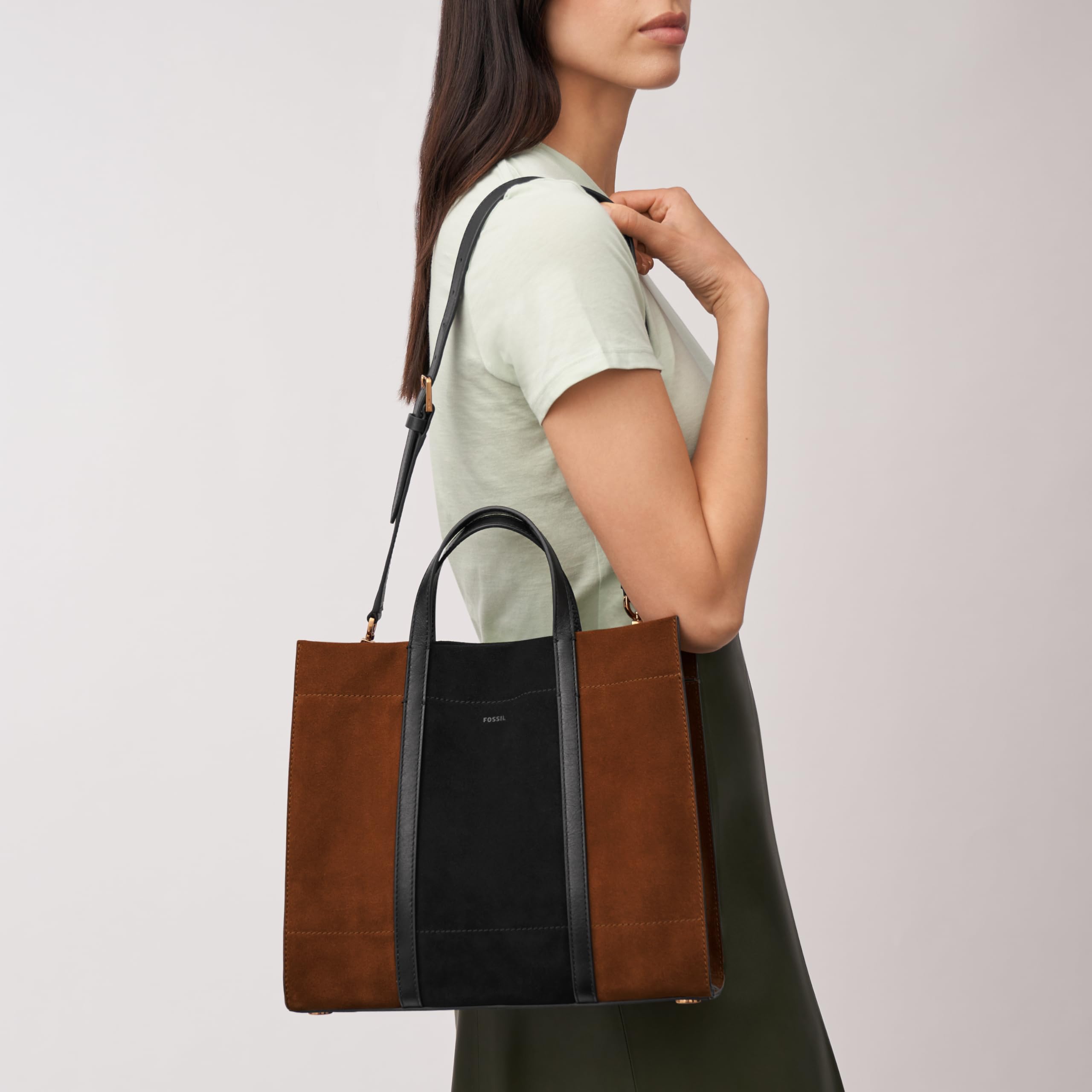 Fossil Women's Carmen Genuine Leather Tote Bag - Stylish Designer Handbag for Work, Travel & Everyday Use