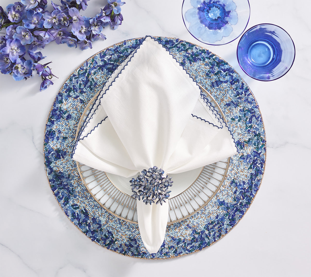 Elegant Aster Floral Napkin Rings Set of 4 - Perfect for Wedding, Holiday Table Decor & Dinner Party Place Settings
